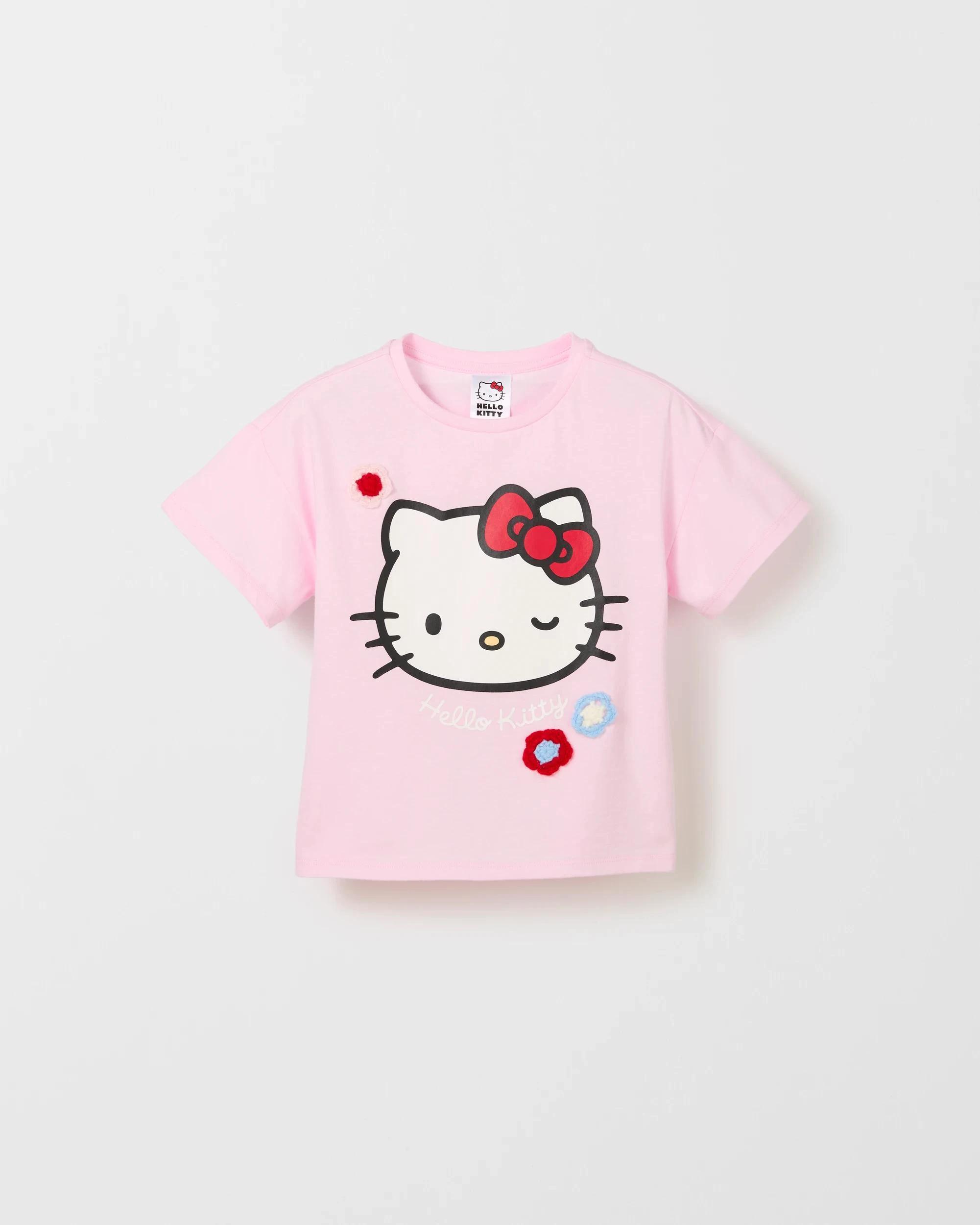 1 Hello Kitty Crochet Flower T-Shirt PINK, 1 of 2