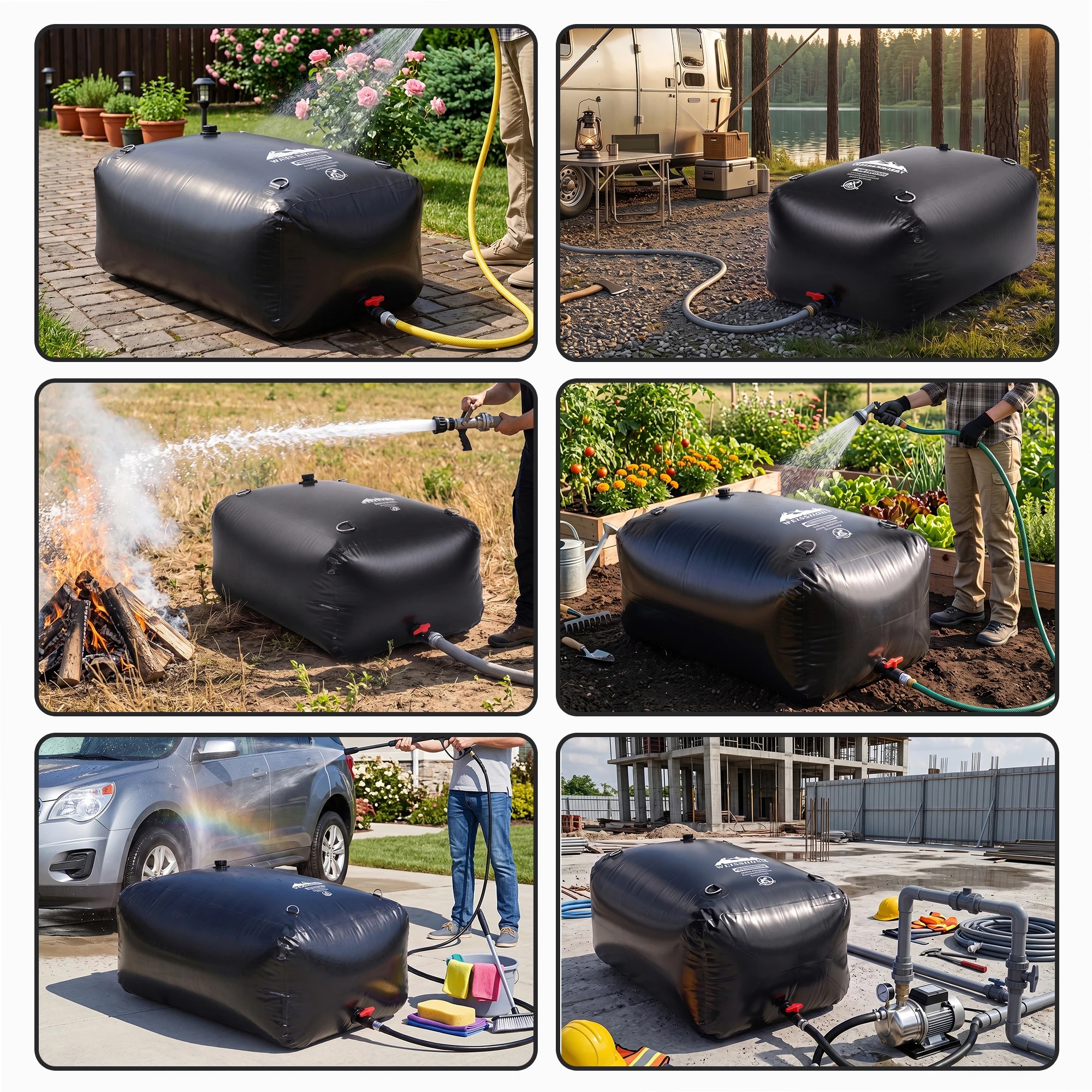 8 Weisshorn 1000L Water Bladder Bag Portable Large Storage Tank Container Camping Outdoor - Black, 8 of 9