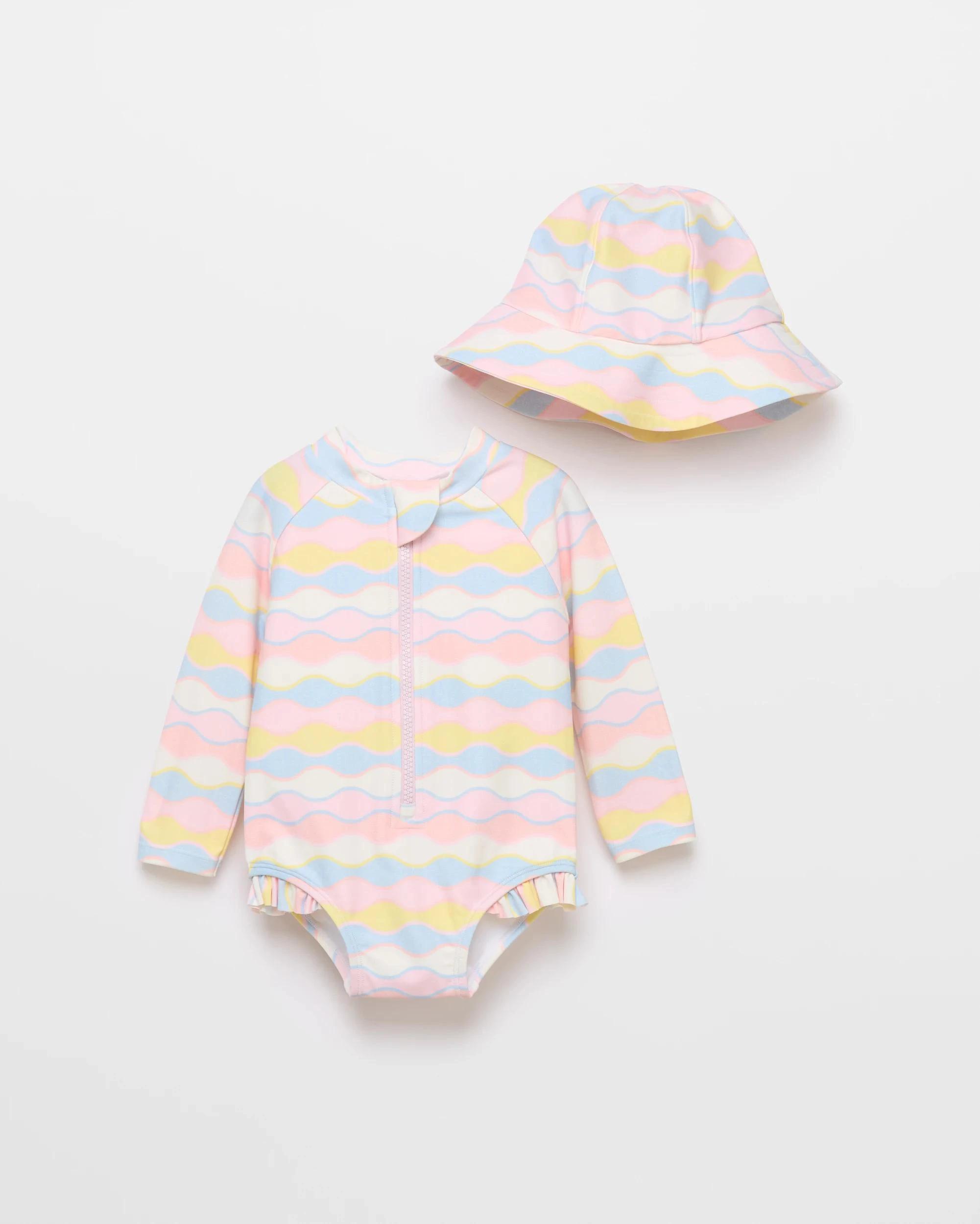 1 Target Baby Girls Unitard with Hat 2 Piece Set PINK WAVE, 1 of 2