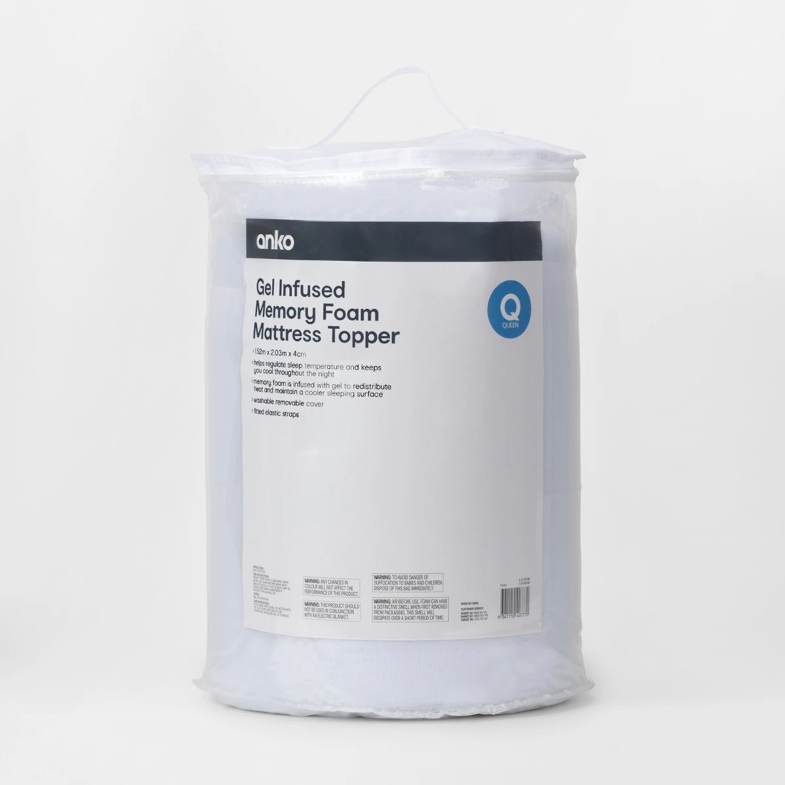 1 Gel Infused Memory Foam Mattress Topper - Queen Bed, White, 1 of 5