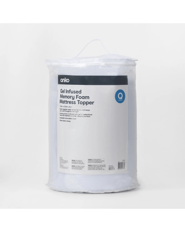 Gel Infused Memory Foam Mattress Topper - Queen Bed, W