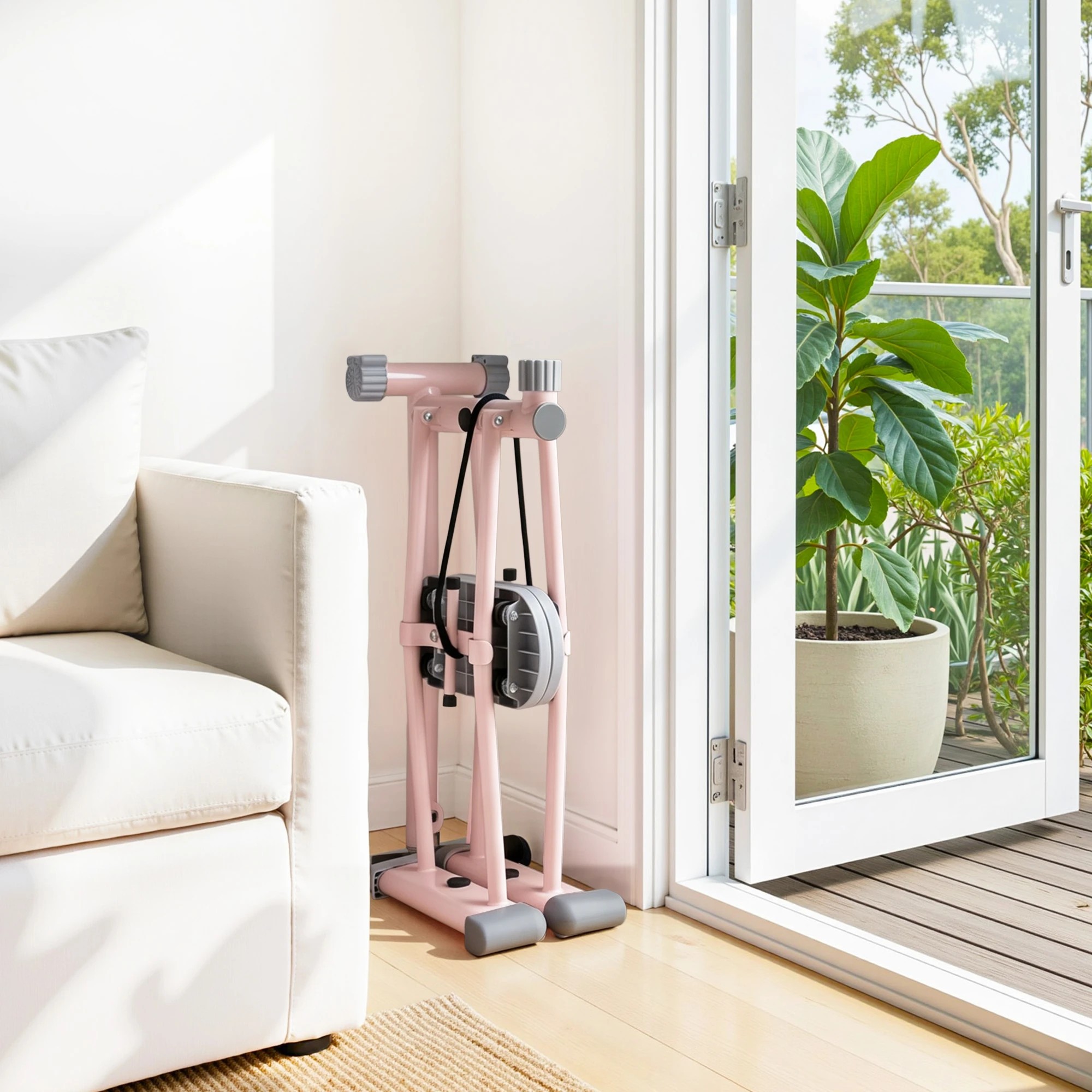 7 Everfit Foldable Ski Exercise Machine Leg Thigh Trainer Home Fitness Cardio - Pink, 7 of 9