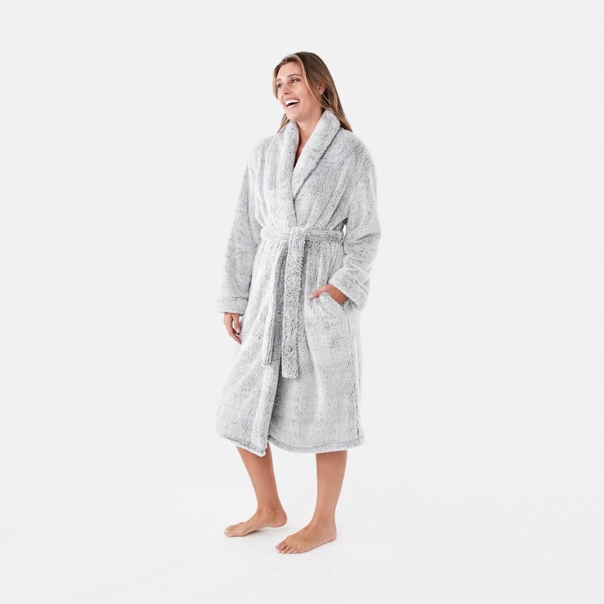 2 Plush Coral Fleece Gown Grey Mix, 2 of 7