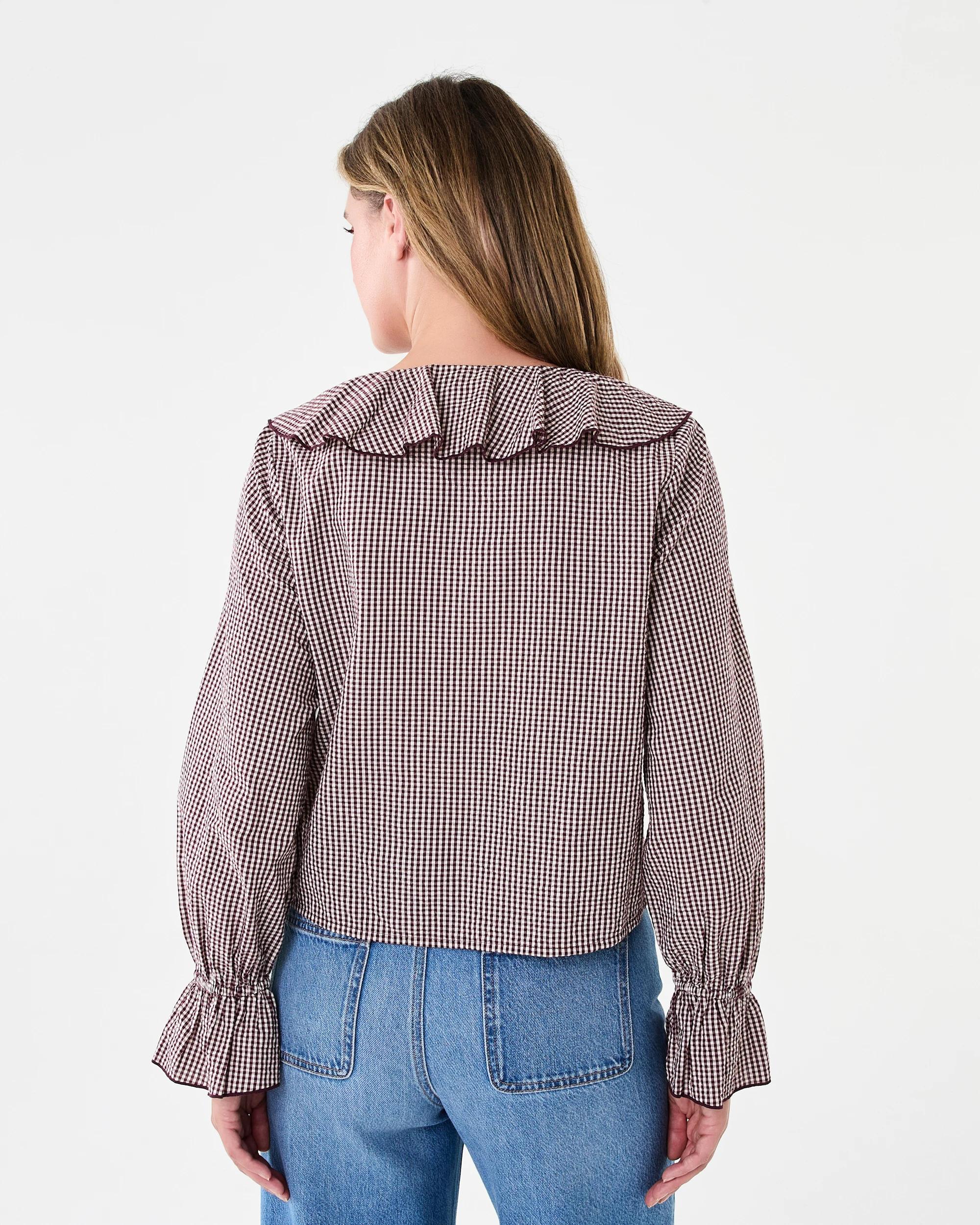 3 Long Sleeve Frill Collar Blouse Burg Ging, 3 of 7