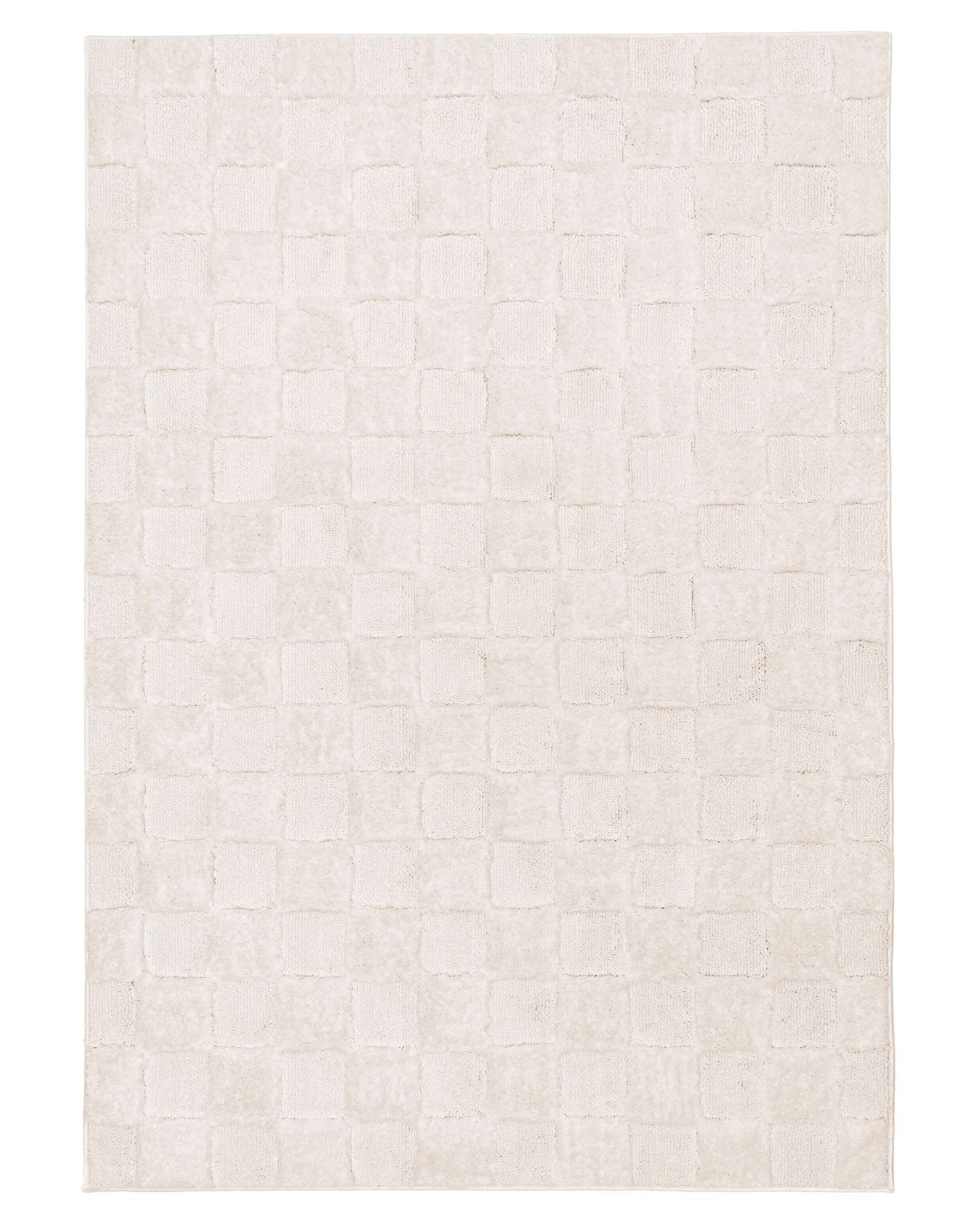 1 Loopsie Ambra Checkered Rug-370cm x 280cm - White, 1 of 8