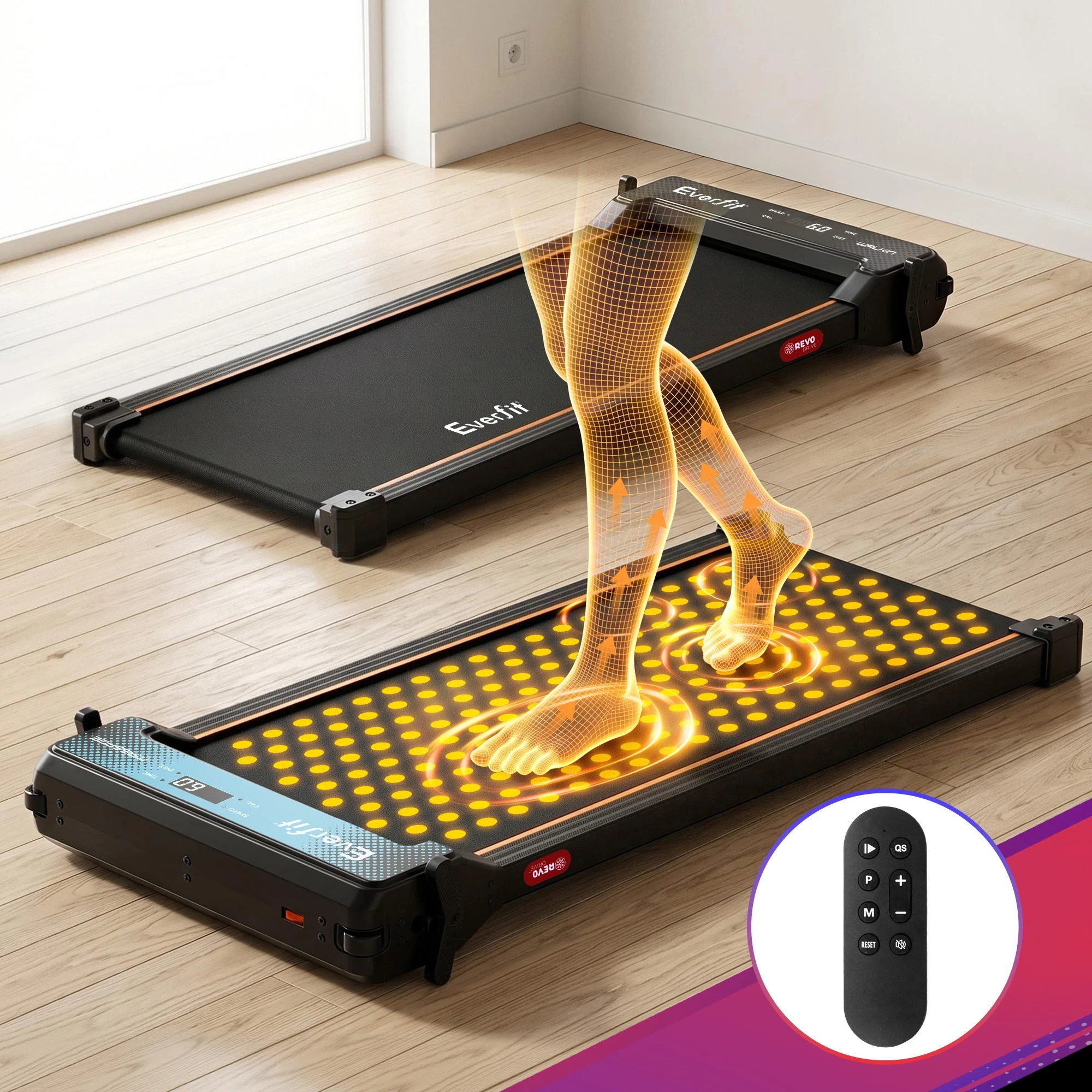 9 Everfit 2 in 1 Walking Pad Treadmill, Dual-Sided Under Desk with Foot Massage & App Control for Home Gym - Black, 9 of 9