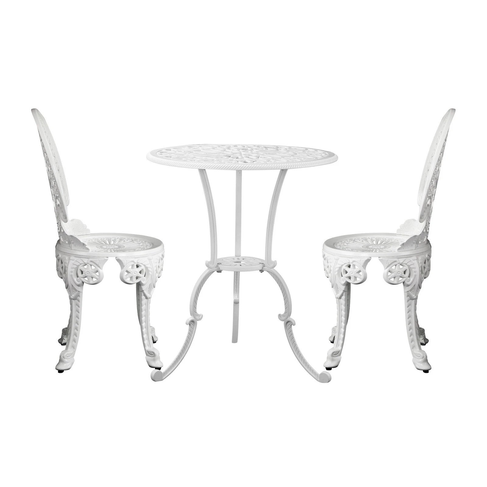 7 Livsip Outdoor Bistro Setting Cast Aluminium Table And Chair 3pcs Patio Set
 - White, 7 of 10