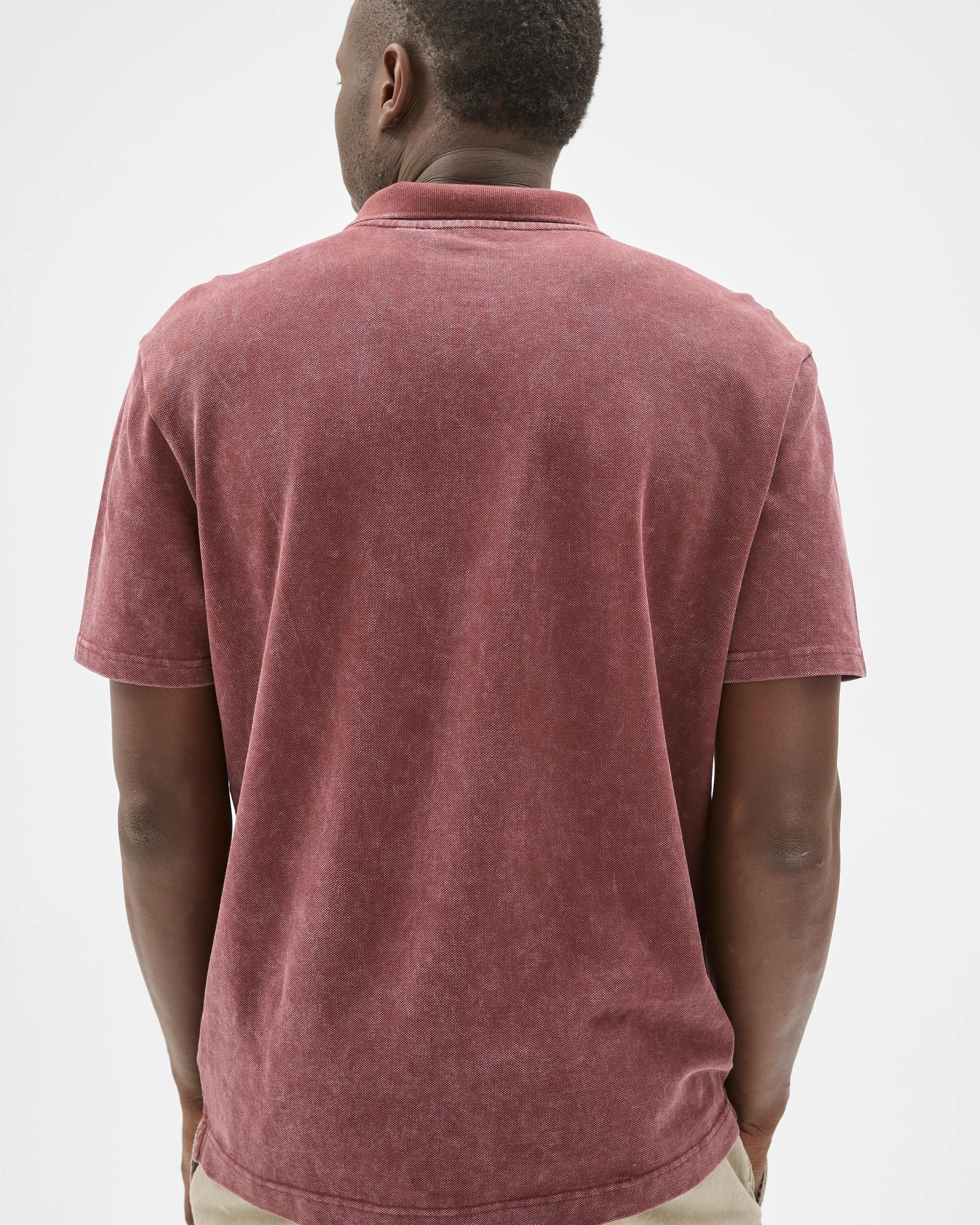 6 Commons Australian Cotton Overdyed Pique Polo Top RUST WASH, 6 of 6