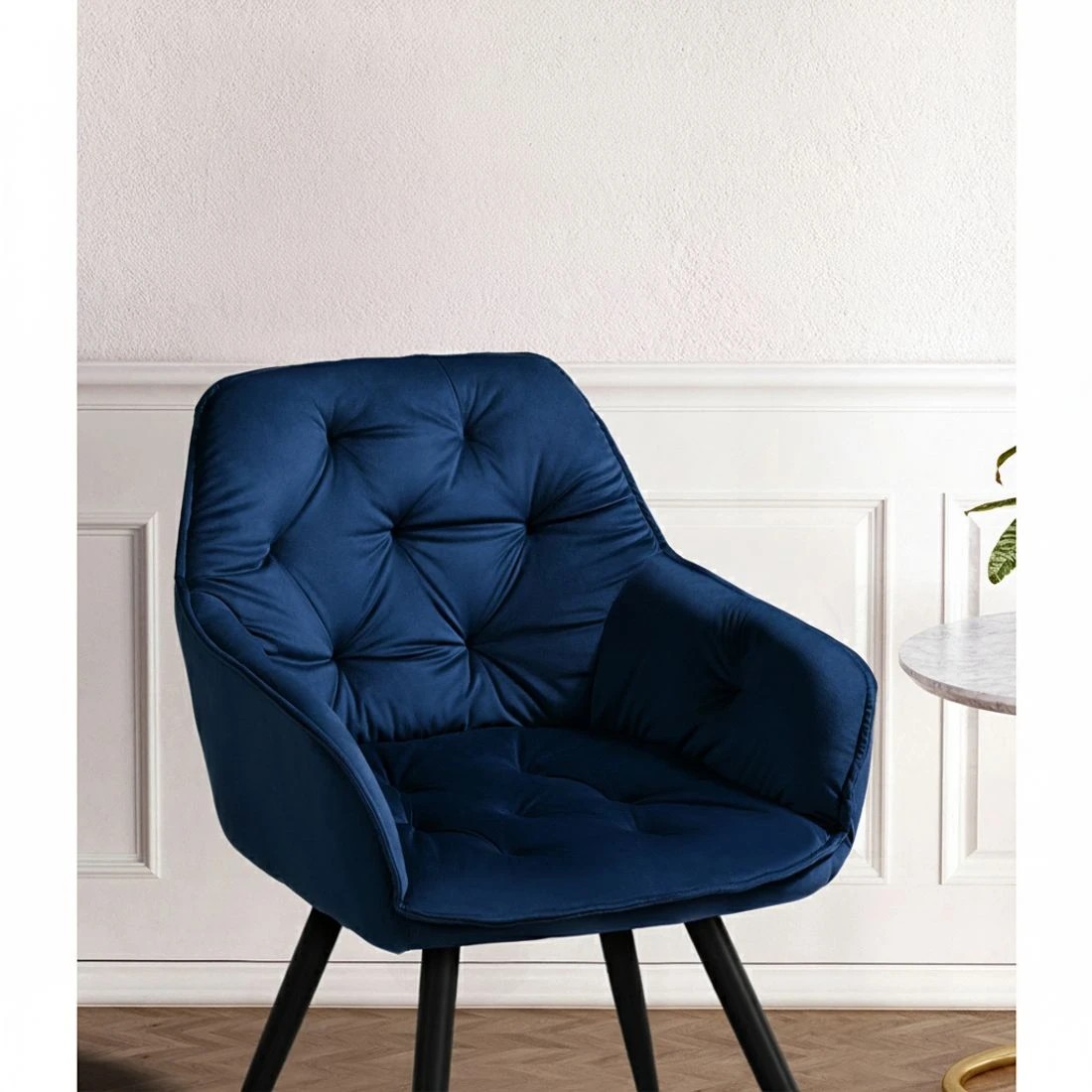 5 Artiss Dining Chairs Set of 2 Velvet Diamond Tufted Armchair - Blue - Blue, 5 of 5