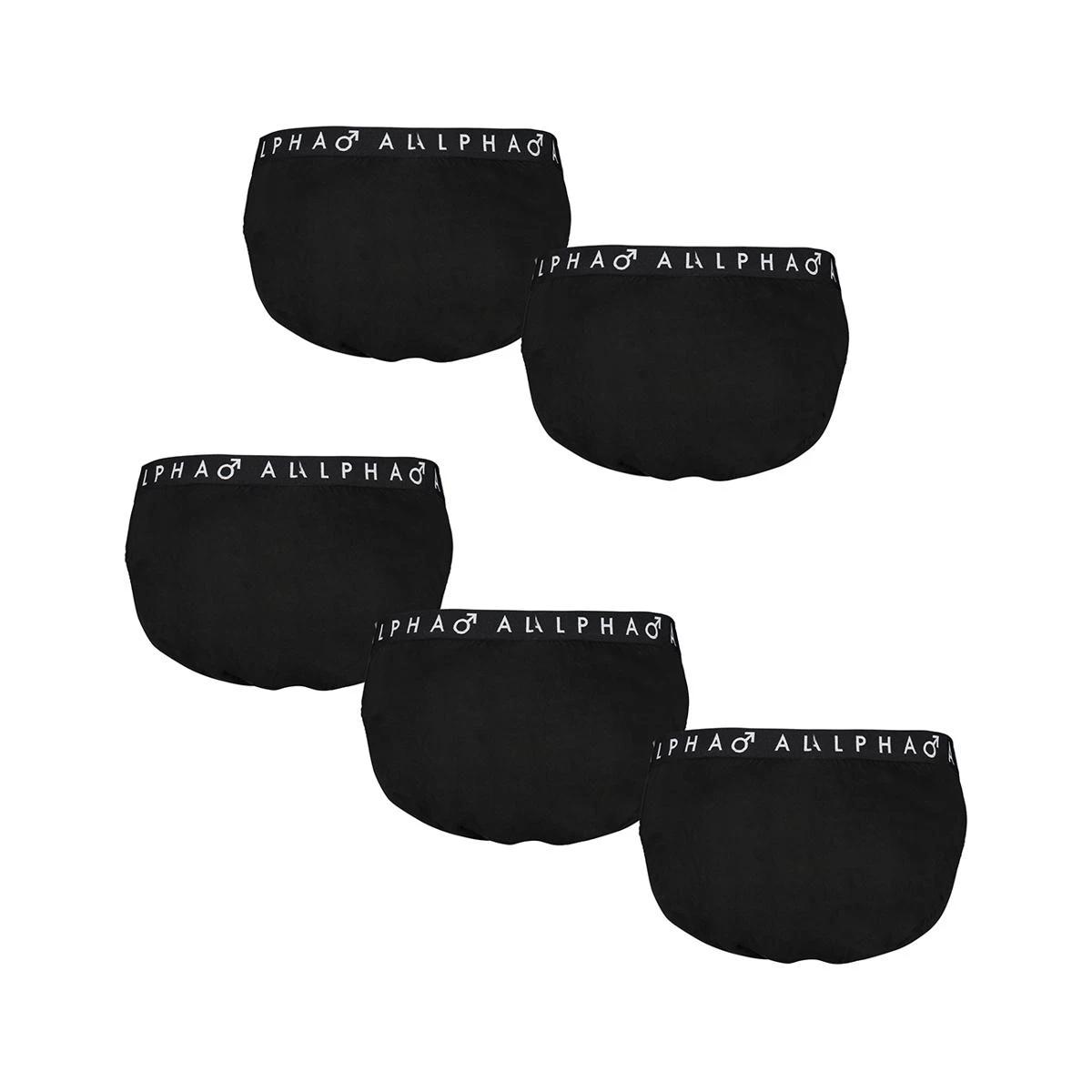 3 5 Pack Men's Larger Size Attached Elastic Waistband Briefs Extended Sizes Black, 3 of 5