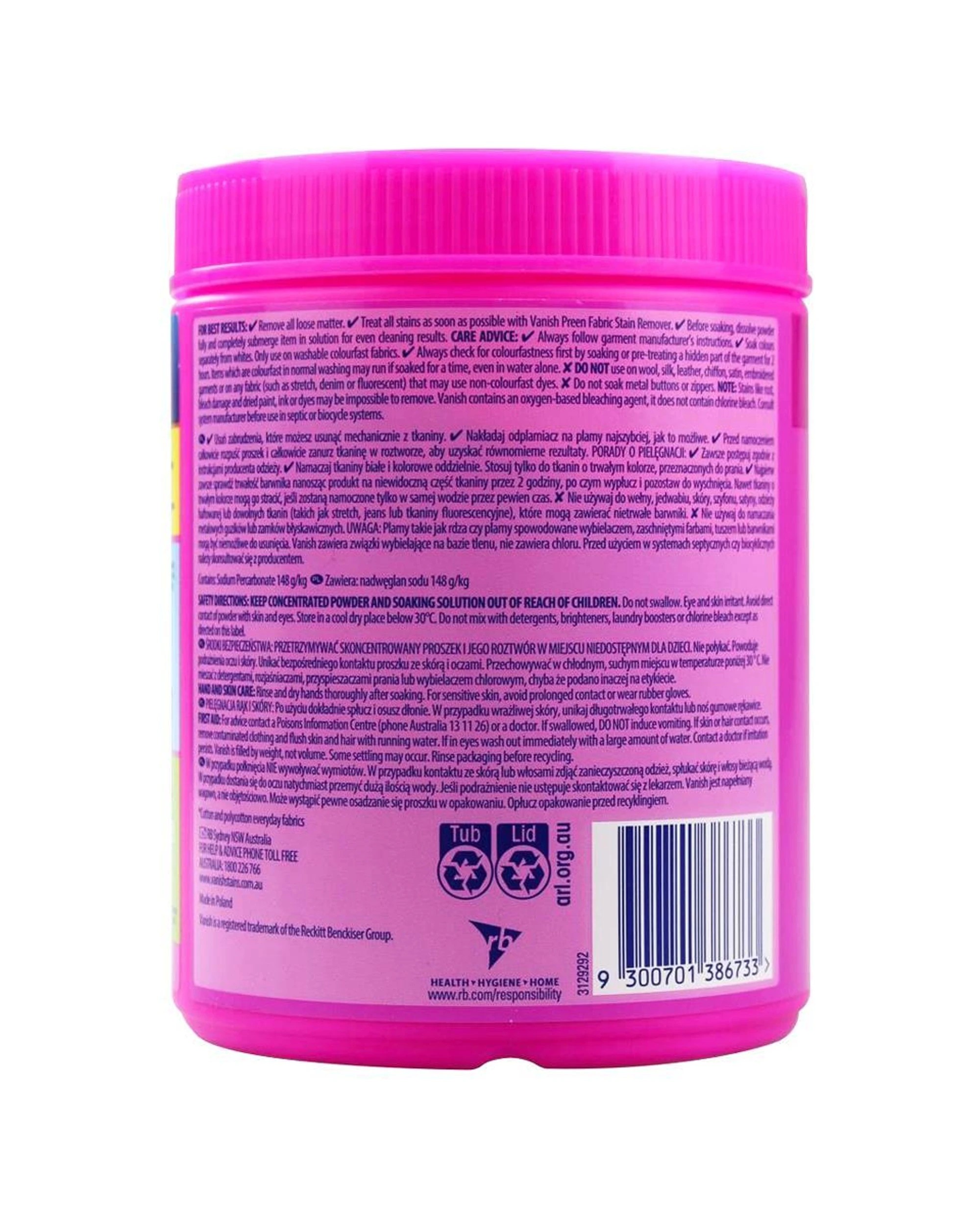 4 Vanish 6PK Laundry Detergent Powder Fabric Stain Remover 1kg - Pink, 4 of 4