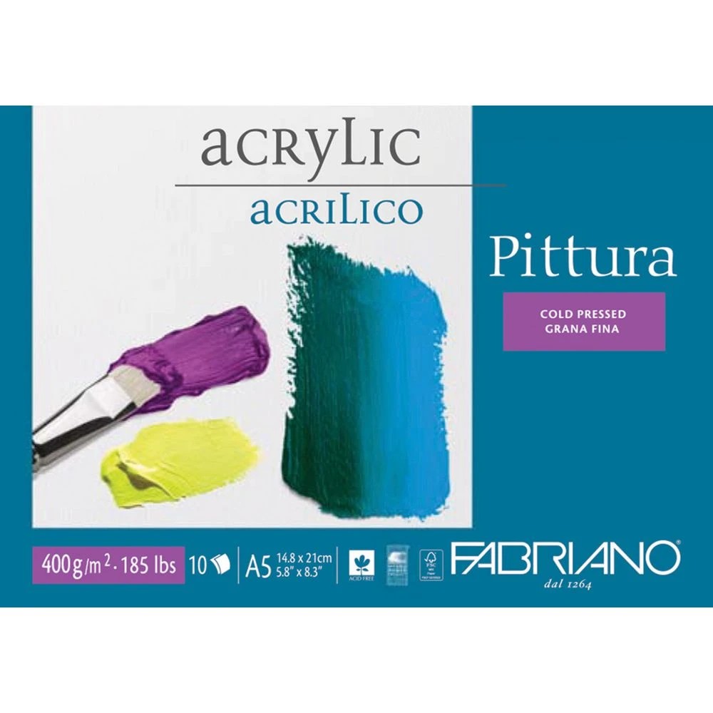 1 Fabriano A5 Acrylic Pad 400gsm 10 Sheet, 1 of 1