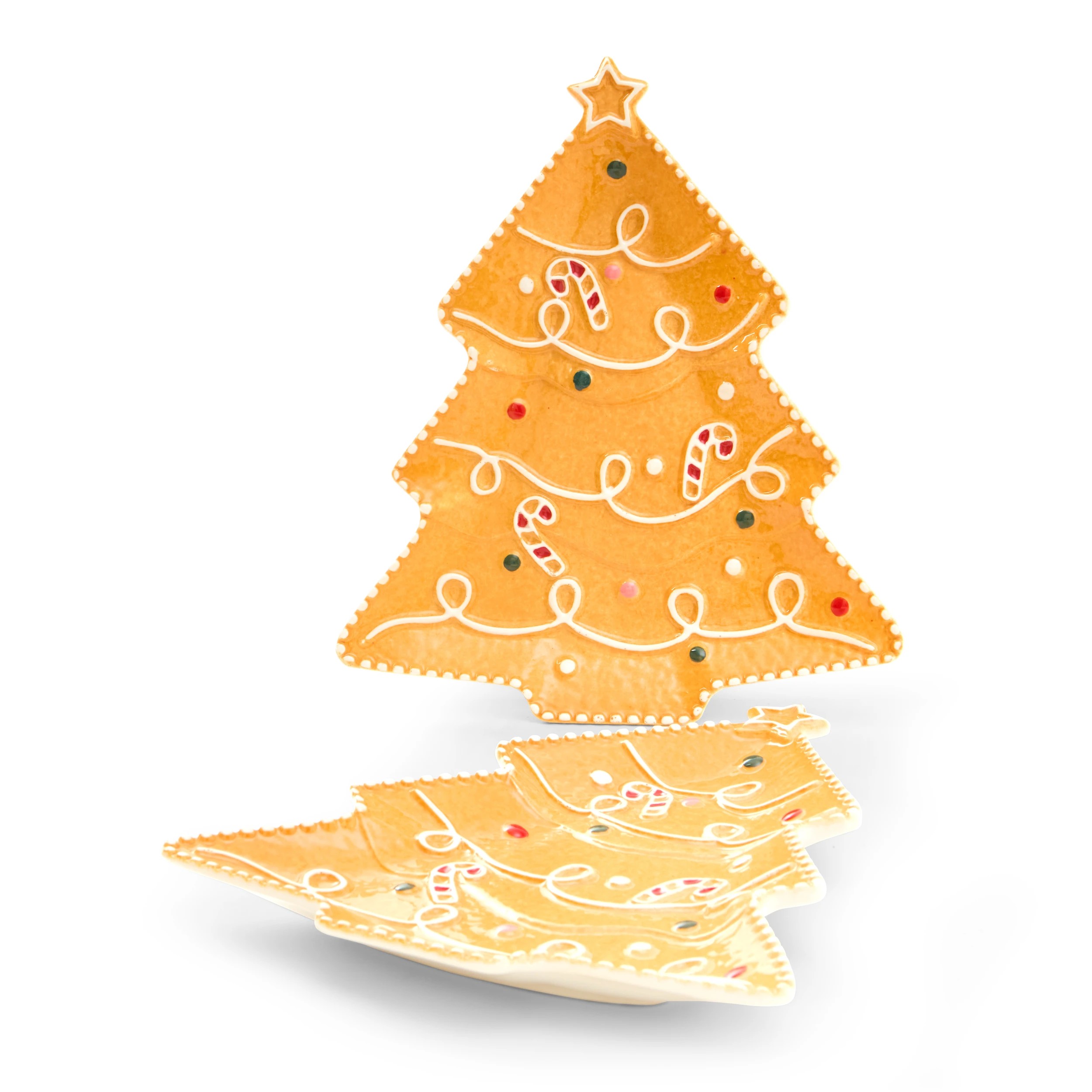 1 Set of 2 Gingerbread Tree Side Plates, 1 of 6