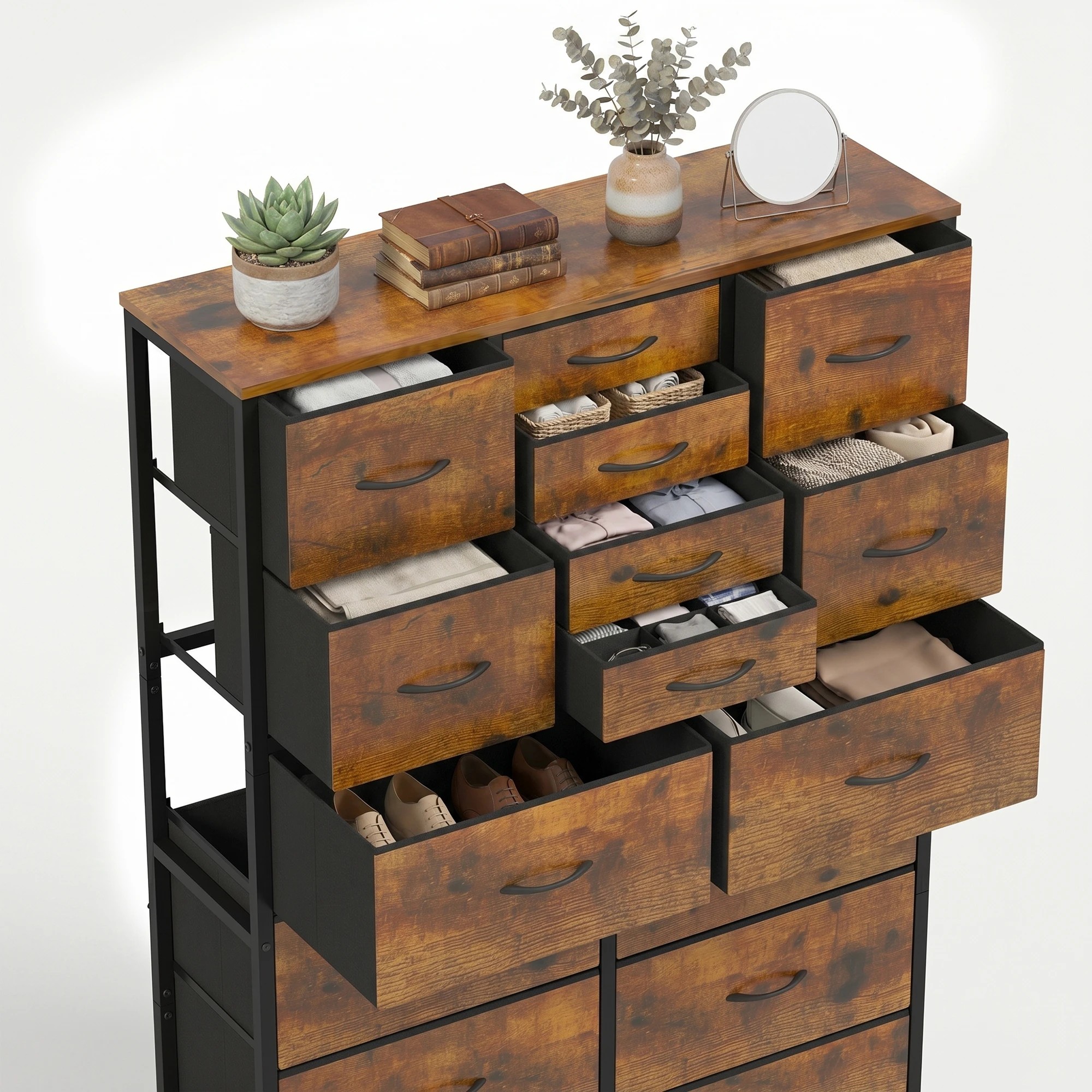 4 Advwin Tall Dresser with 16 Fabric Drawers Chest of Drawers for Closet - Brown, 4 of 8