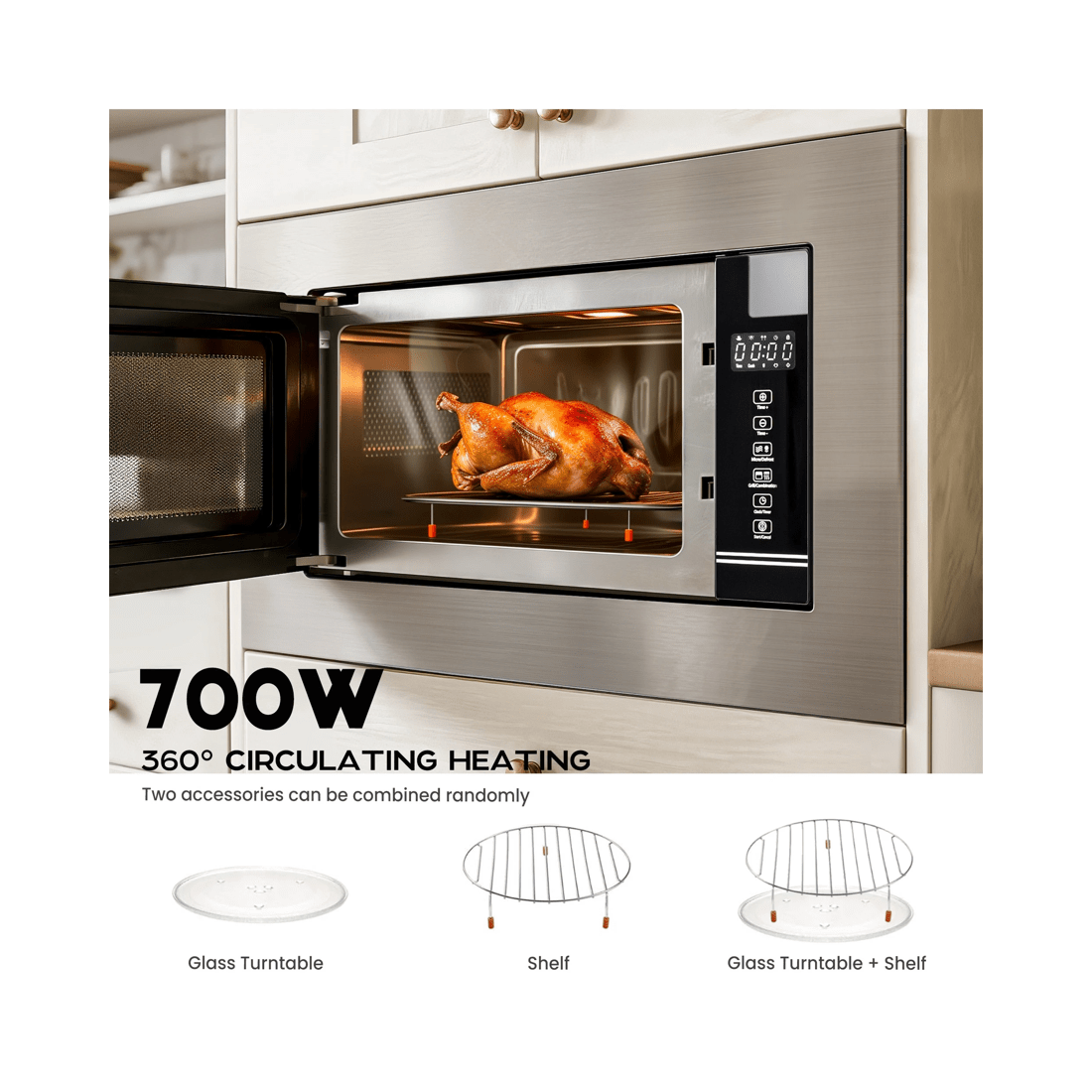 6 Advwin 20l Built-in Microwave Oven, 800w Microwave Oven, Touch Control Microwave With Timer And Defrost, 6 of 7