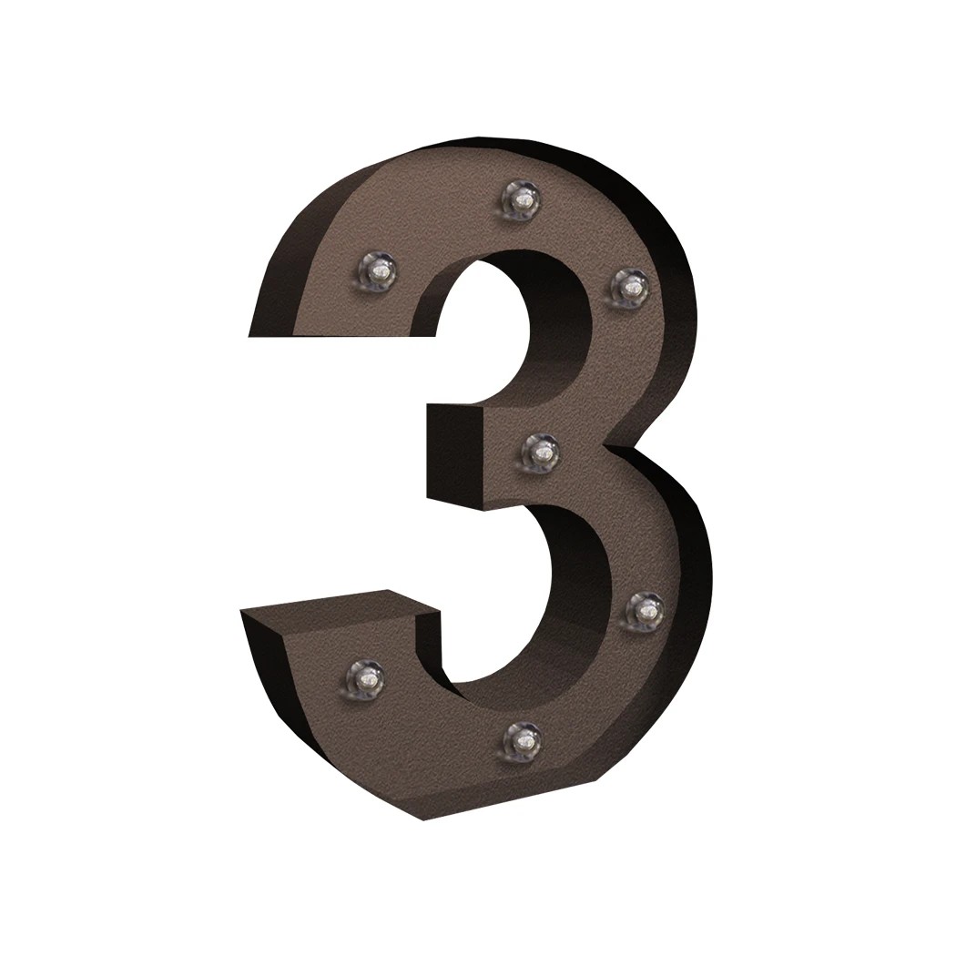 1 Emitto LED Metal Number Lights Free Standing Hanging Marquee Event Party D?cor Number 3, 1 of 5