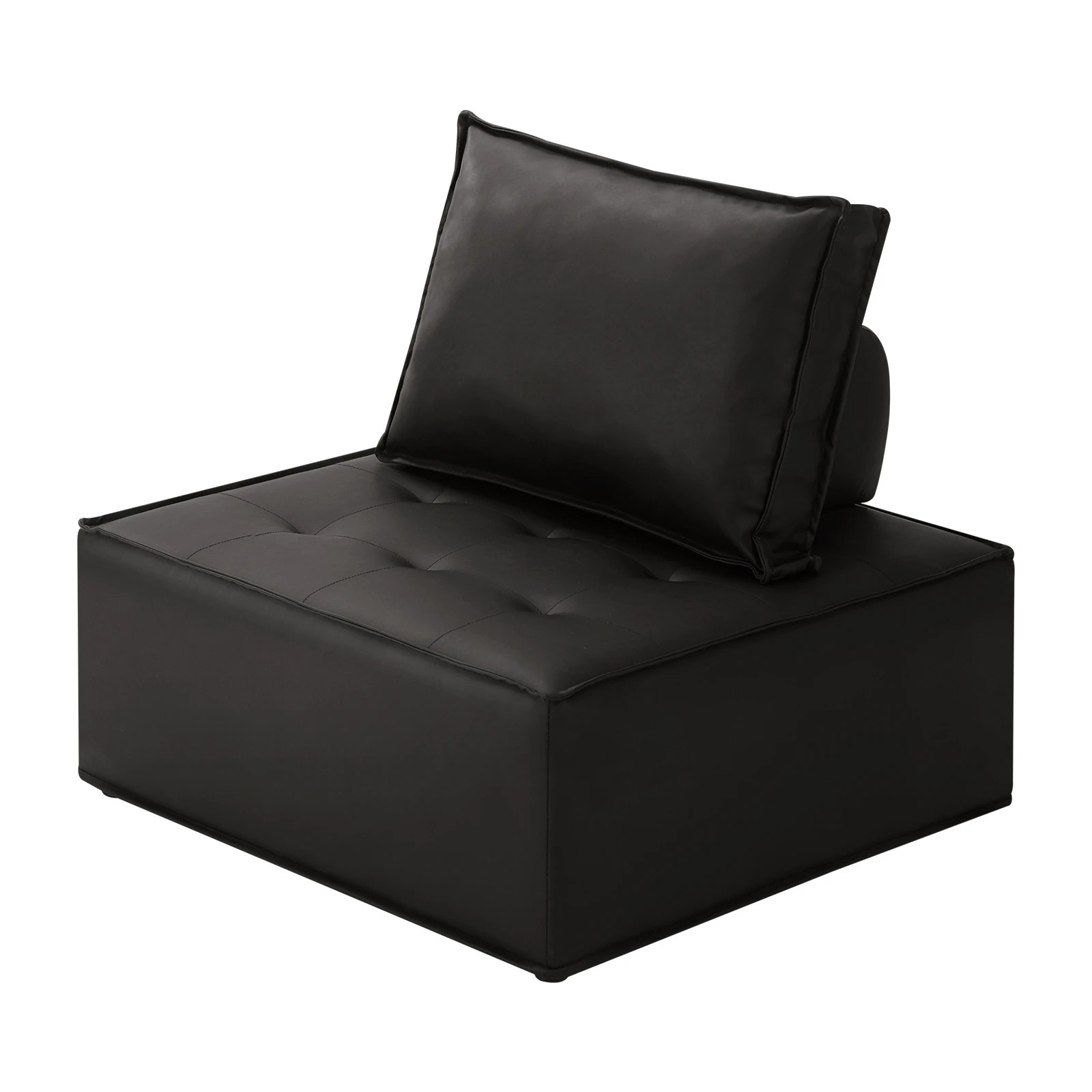 1 Oikiture 1pc Modular Sofa Lounge Chair Armless Tofu Back Pu Leather
 - Black, 1 of 10