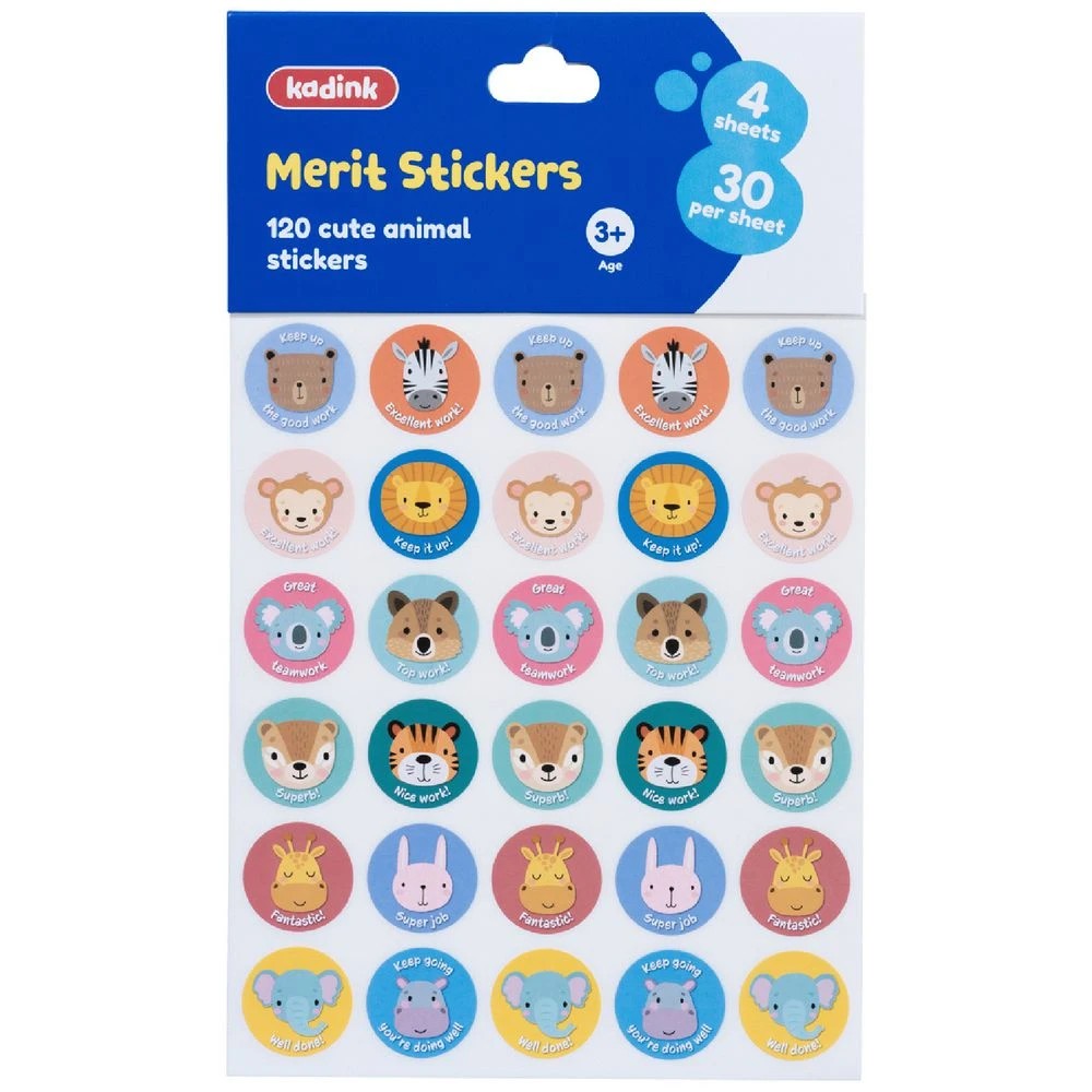 1 Kadink Merit Stickers 120 Pack Cute Animals, 1 of 1