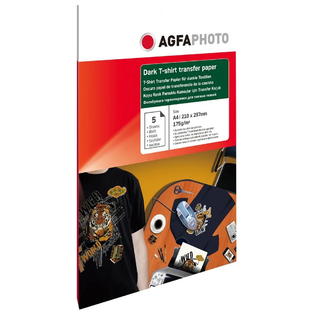 1 AGFA A4 Inkjet T-Shirt Transfers Dark 5 Pack, 1 of 2