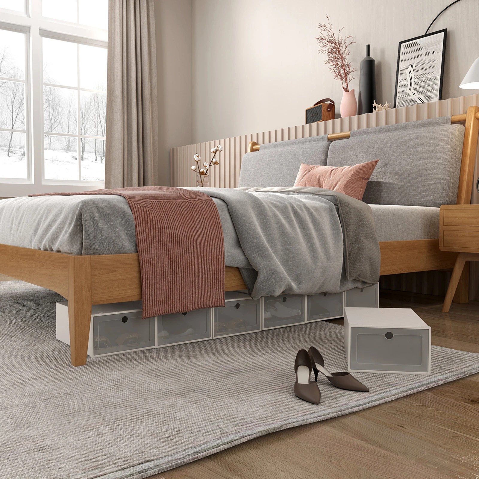 7 Casa Decor 12-Piece Stackable Transparent Shoe Organiser Set - White, 7 of 9