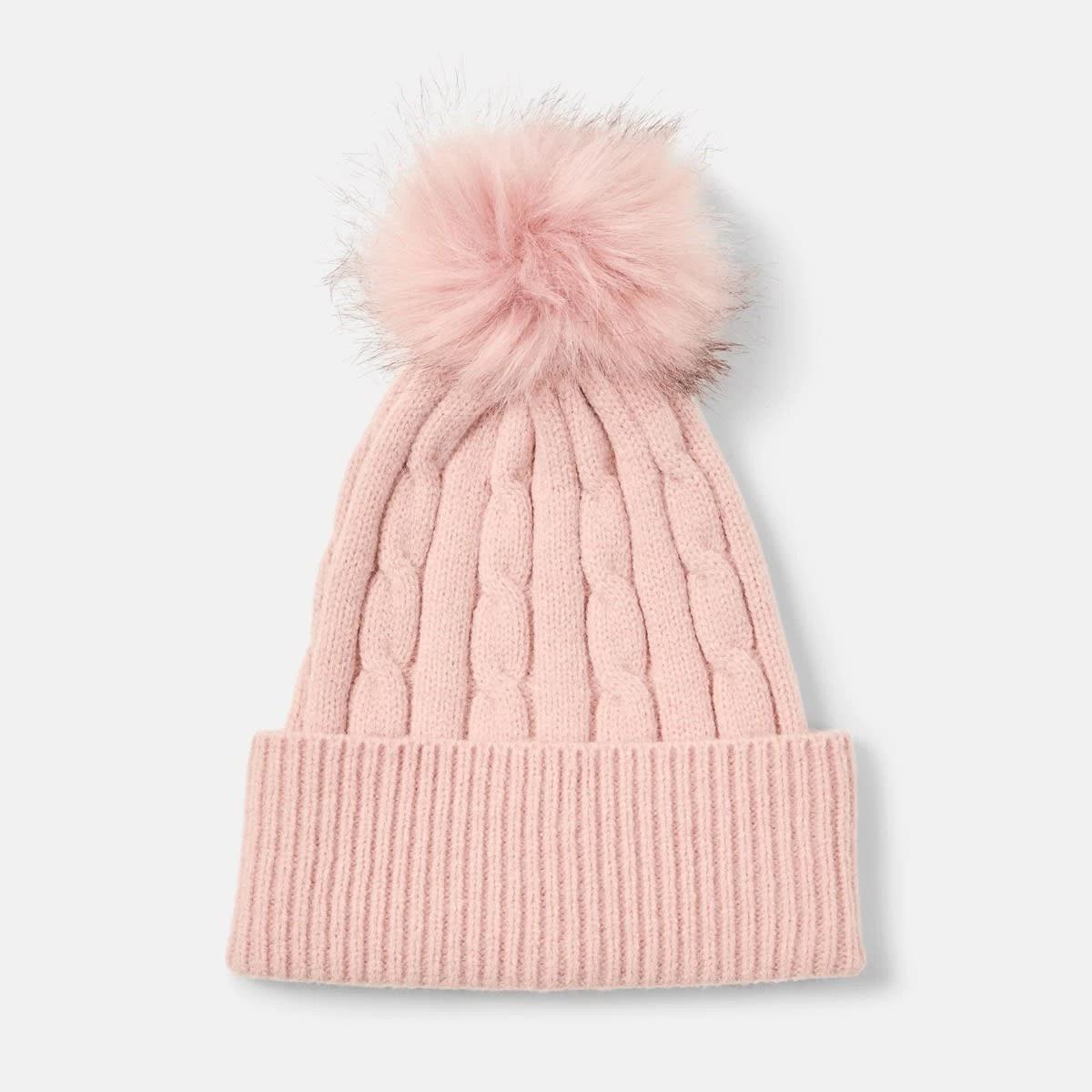1 Cable Pom Pom Beanie Rose Pink, 1 of 4