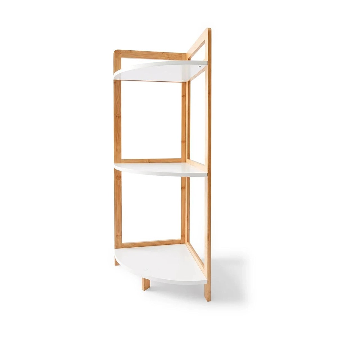 3 Bamboo and White 3 Tier Corner Shelf, 3 of 10