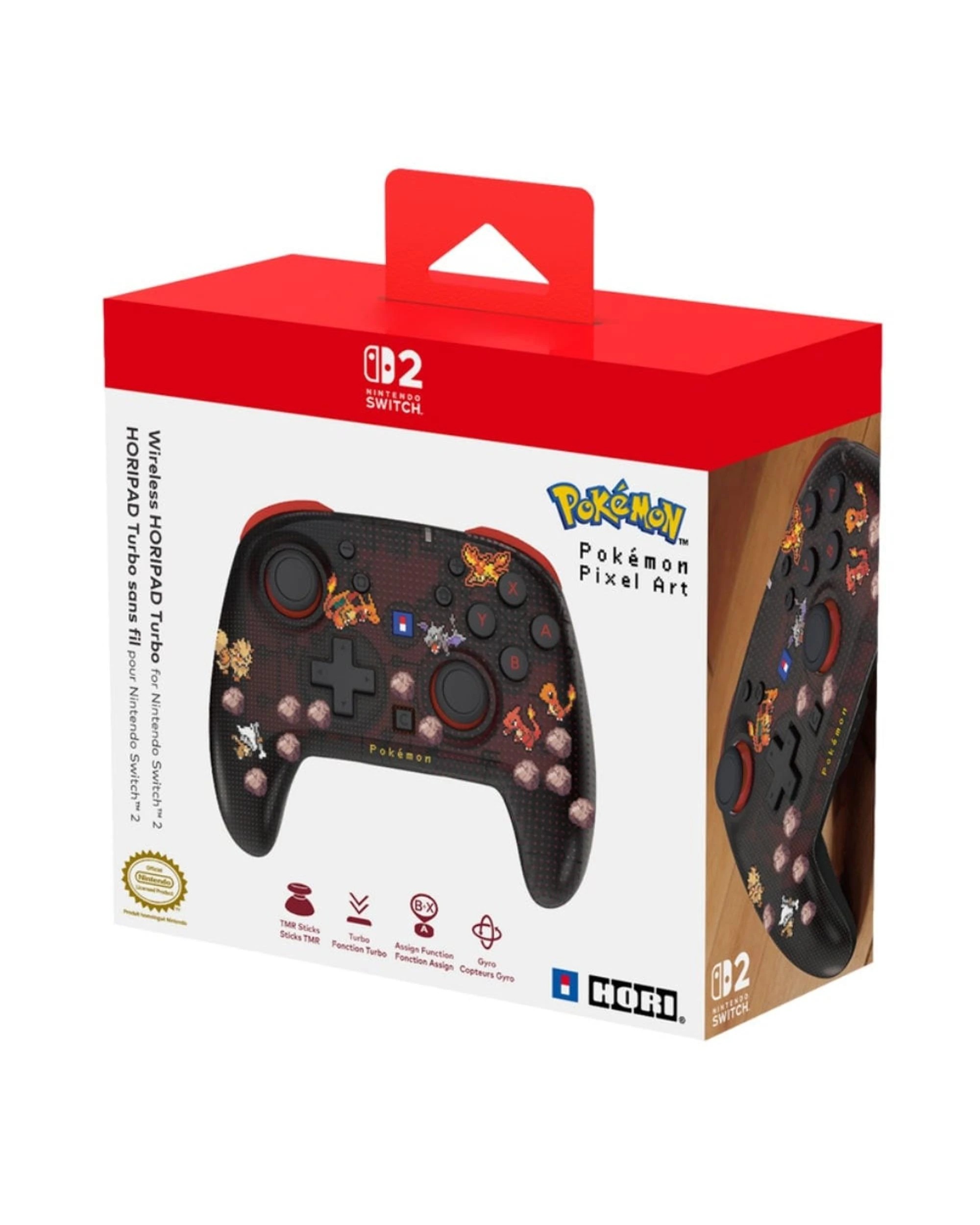 1 HORI HORIPAD Turbo Pokemon Pixel Red for Nintendo Switch 2 - Red, 1 of 4