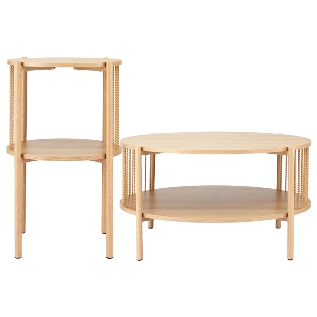 4 Artiss Coffee Table 2-Tier Round Wood - Natural, 4 of 8