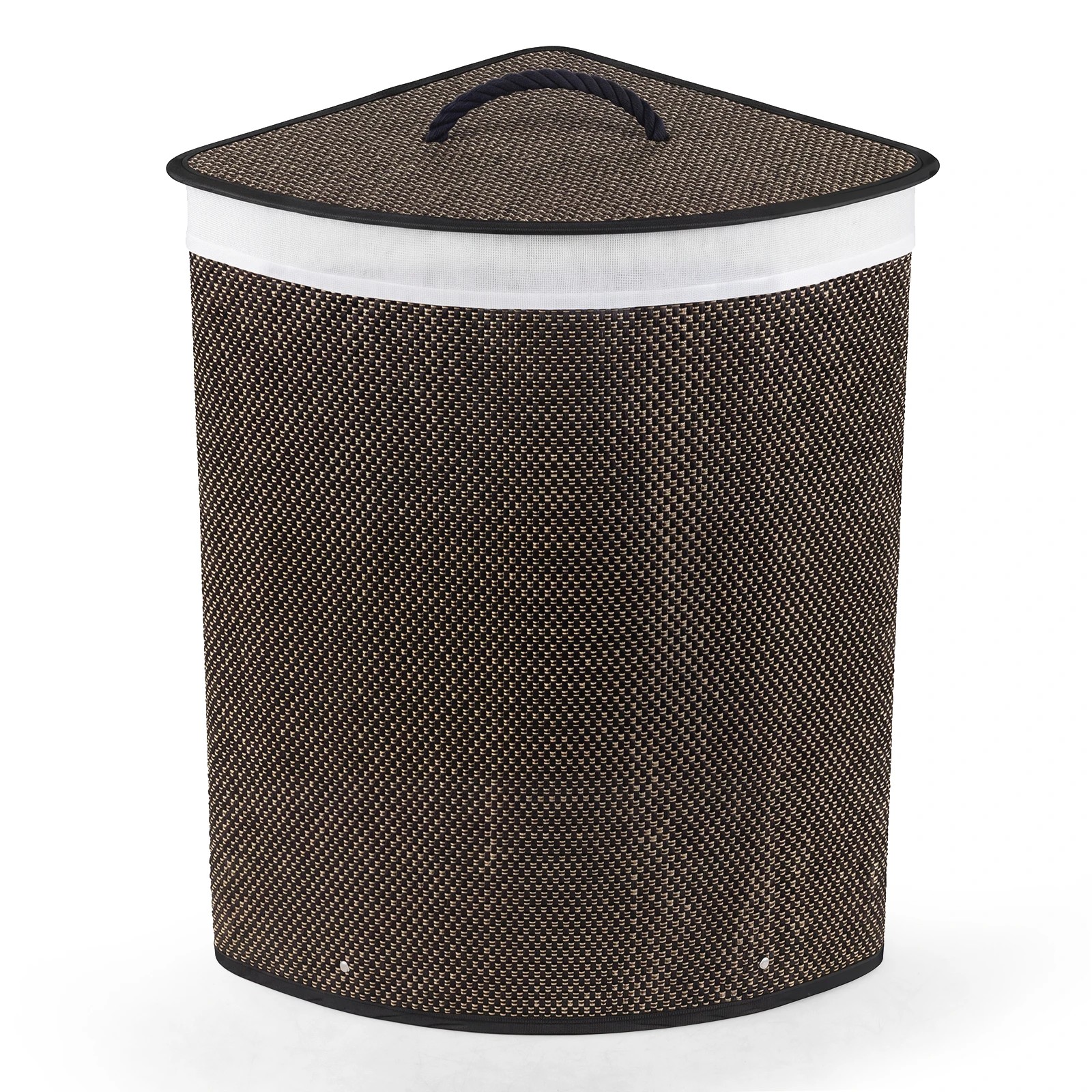 1 Costway 57L Corner Laundry Hamper Bamboo Clothes Hamper w/Removable Liner - Black, 1 of 5