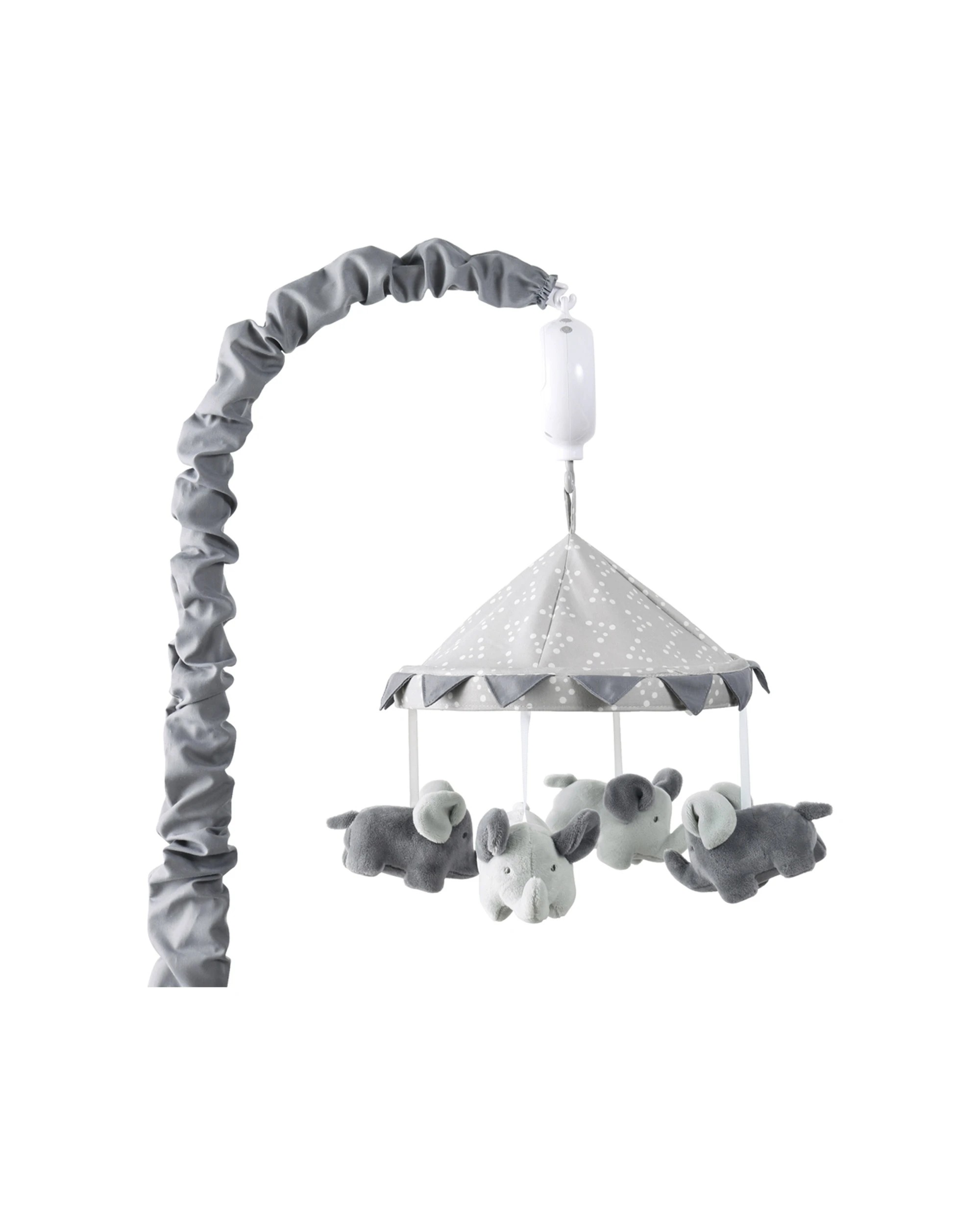 1 The Peanutshell Little Peanut Elephant Musical Mobile Baby Nursery Decor - Grey, 1 of 2