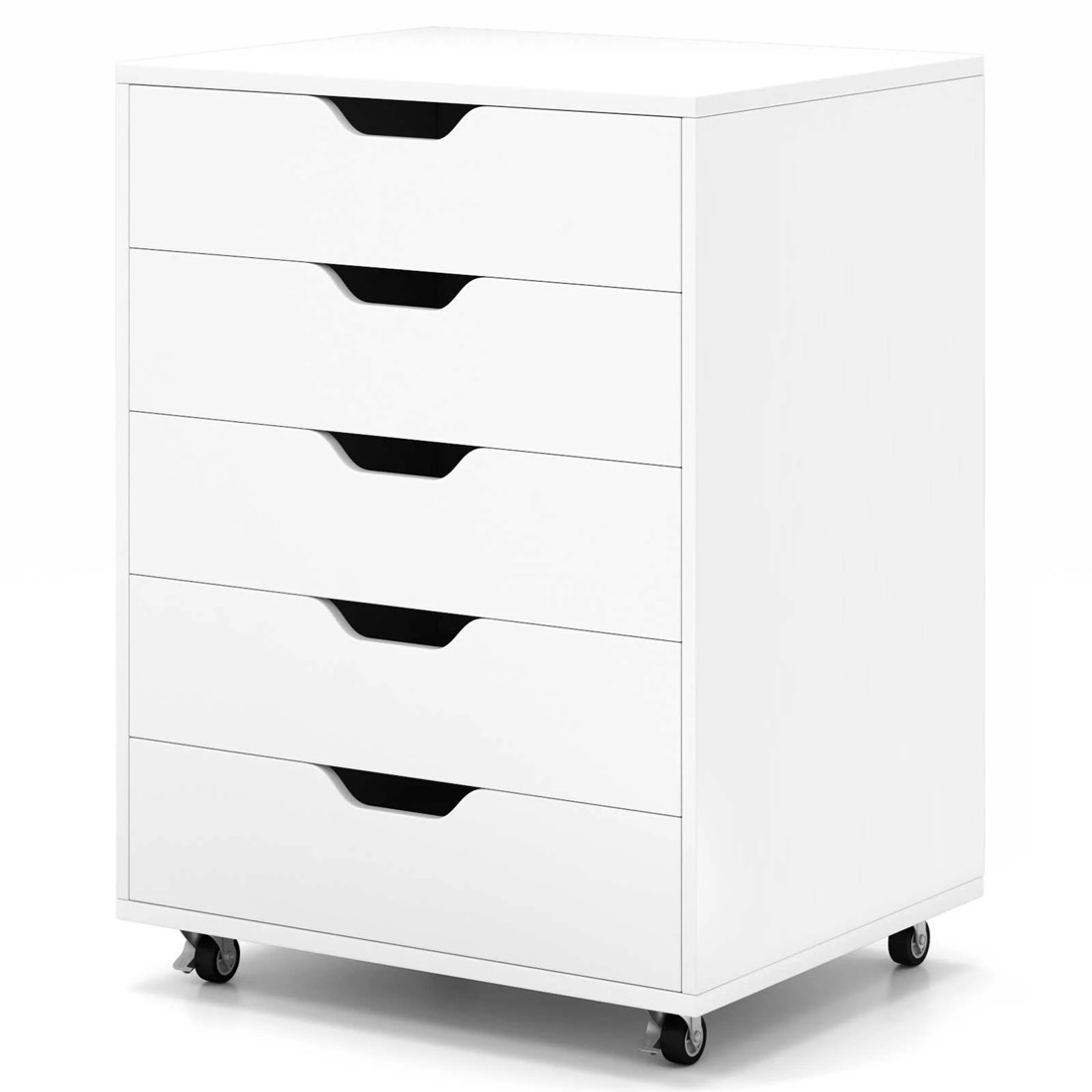1 Costway 5-Drawer Mobile File Cabinet Storage File Pedestal Home Office - White, 1 of 2
