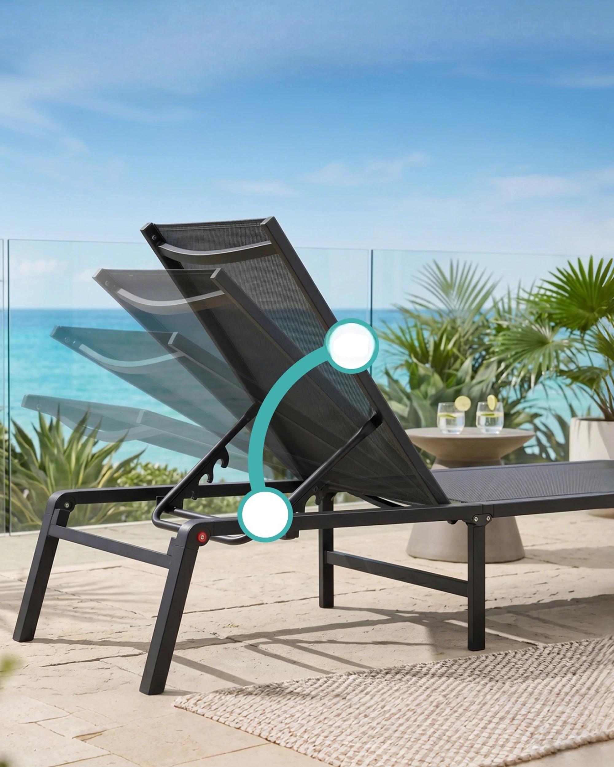 4 Advwin Chaise Lounge Chairs Outdoor 2Pcs Aluminum Patio Lounge Recliner Chairs 160kg, 4 of 8