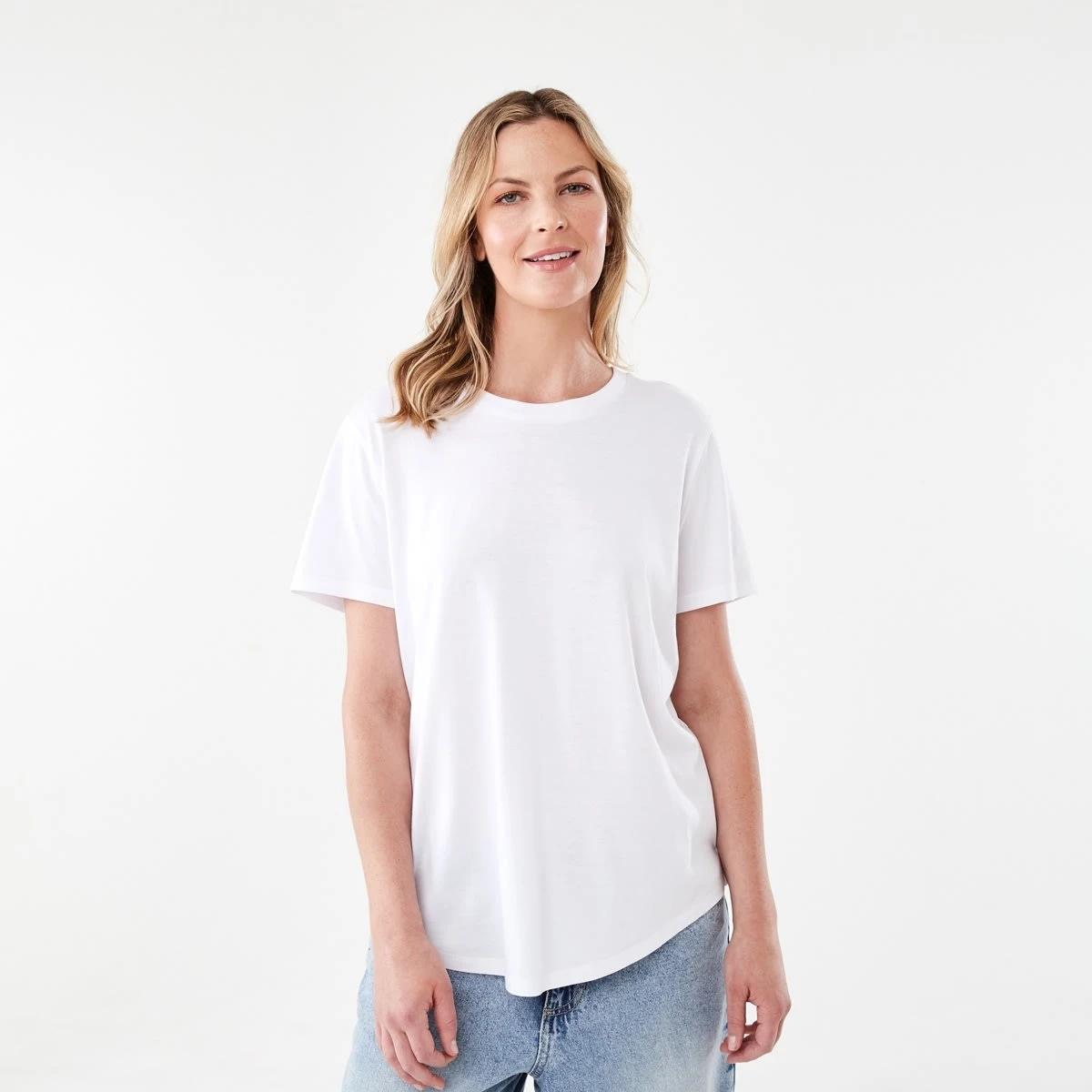 1 Short Sleeve Cotton Modal T-shirt WHITE, 1 of 7