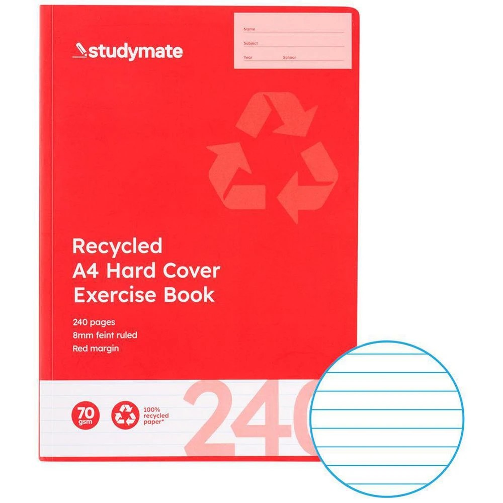 1 Studymate A4 Recycled Hardcover Exercise Book 240pg, 1 of 6