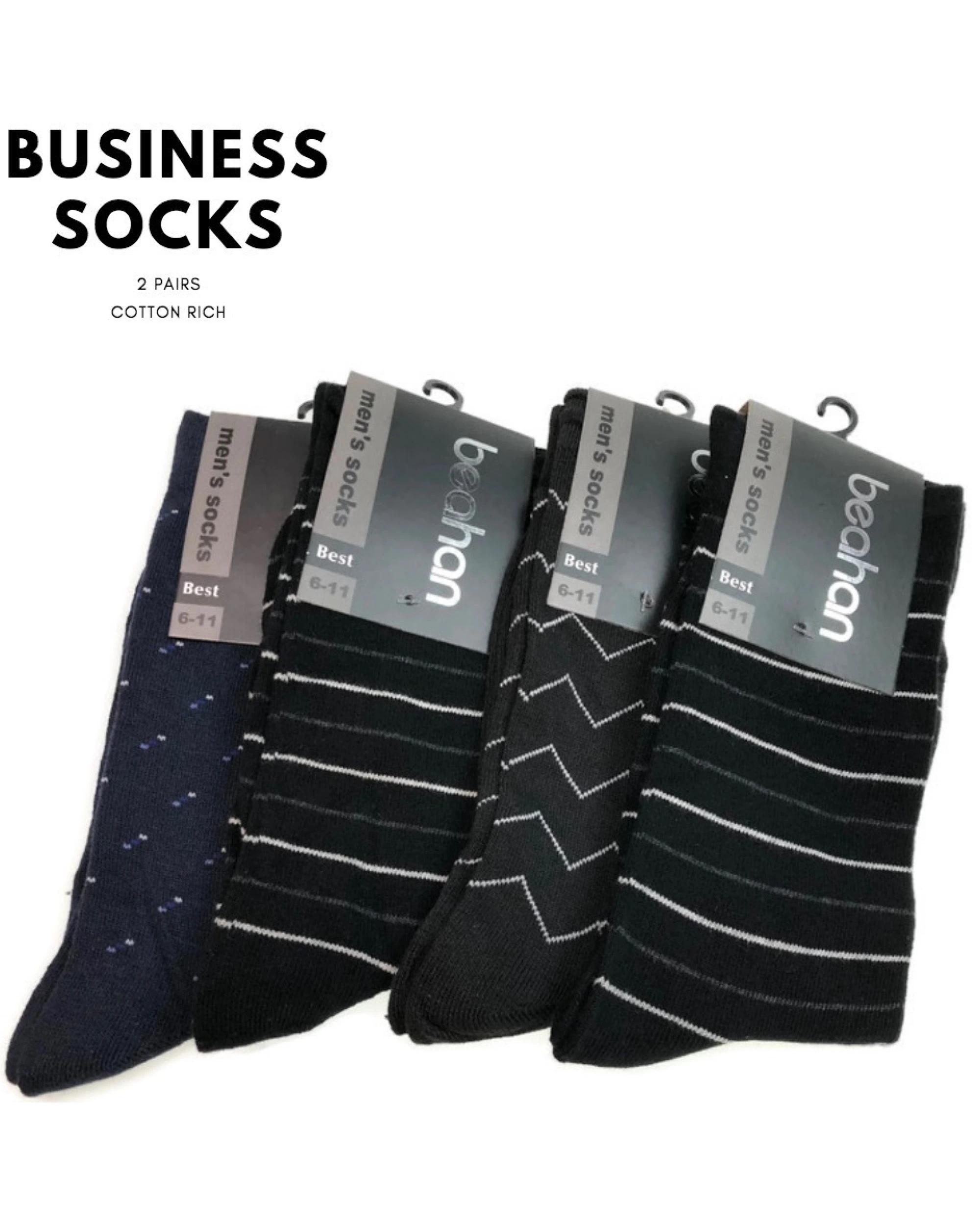 BR Home 2 Pairs Mens Cotton Business Socks Plain Crew Dress Work - Kmart