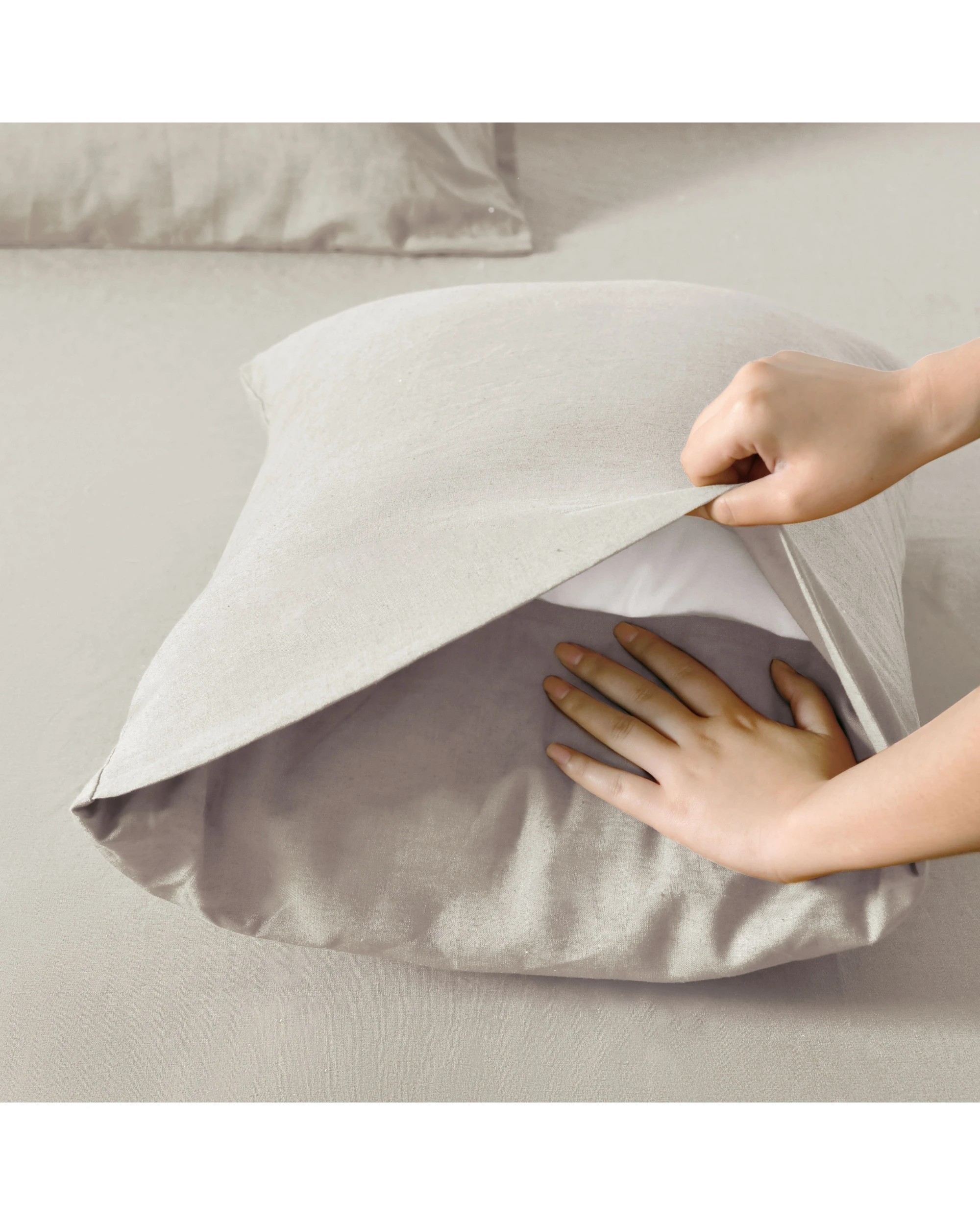 6 Dreamaker Linen Cotton Quilt Cover Set - Queen Bed - Oatmeal, 6 of 8