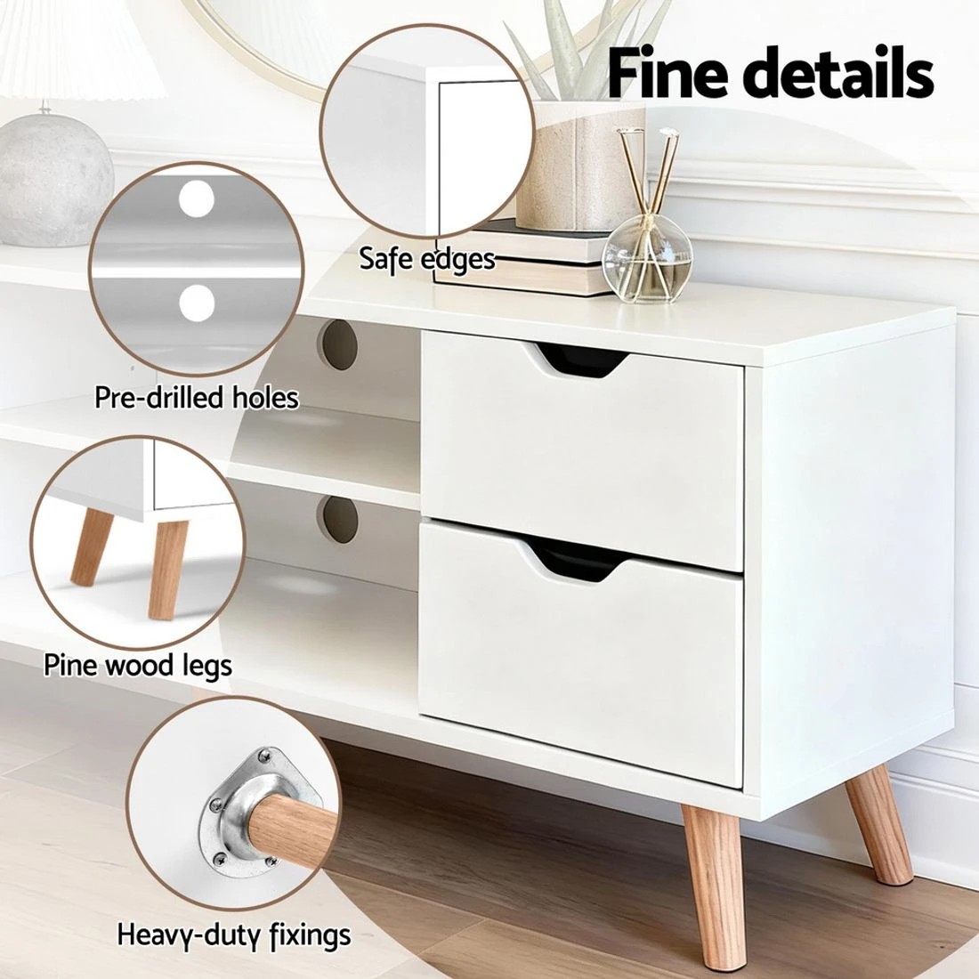 8 Artiss TV Cabinet Entertainment Unit 120cm - White, 8 of 8