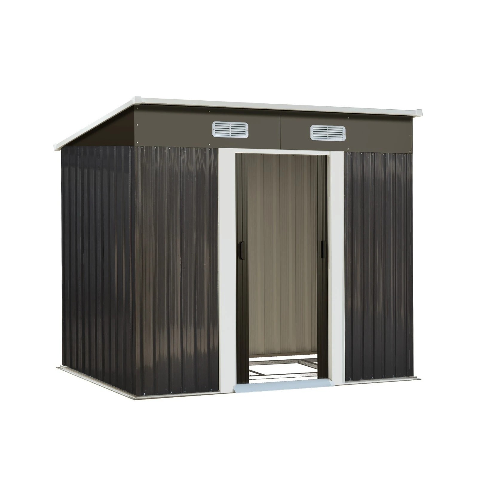 1 Livsip Garden Shed Outdoor Storage Sheds 1.94x1.21M Workshop Cabin Metal Base - Grey, 1 of 8
