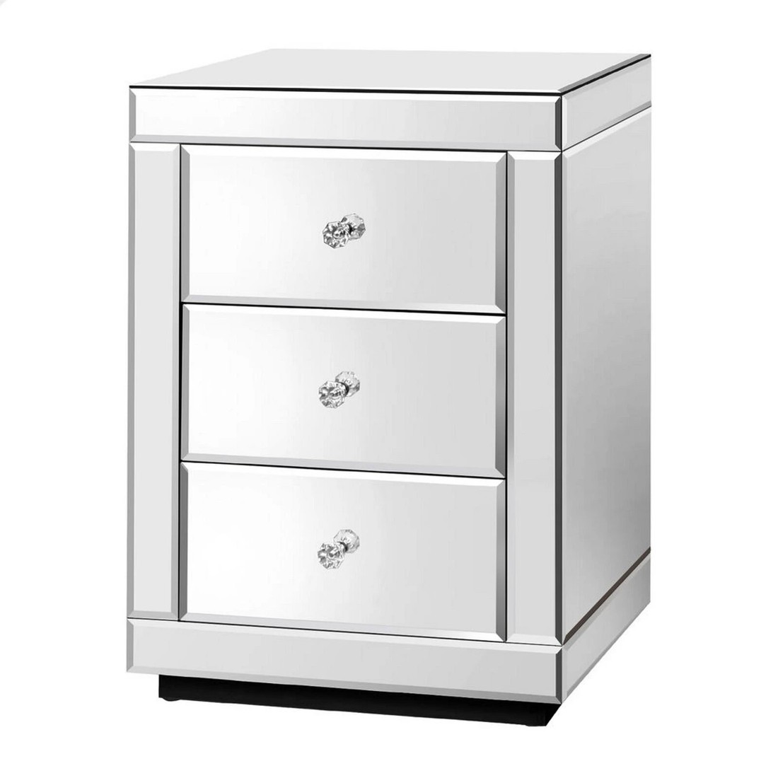 1 Alfordson Bedside Table Mirrored Cabinet Nightstand Side End Table Drawers - Silver, 1 of 10