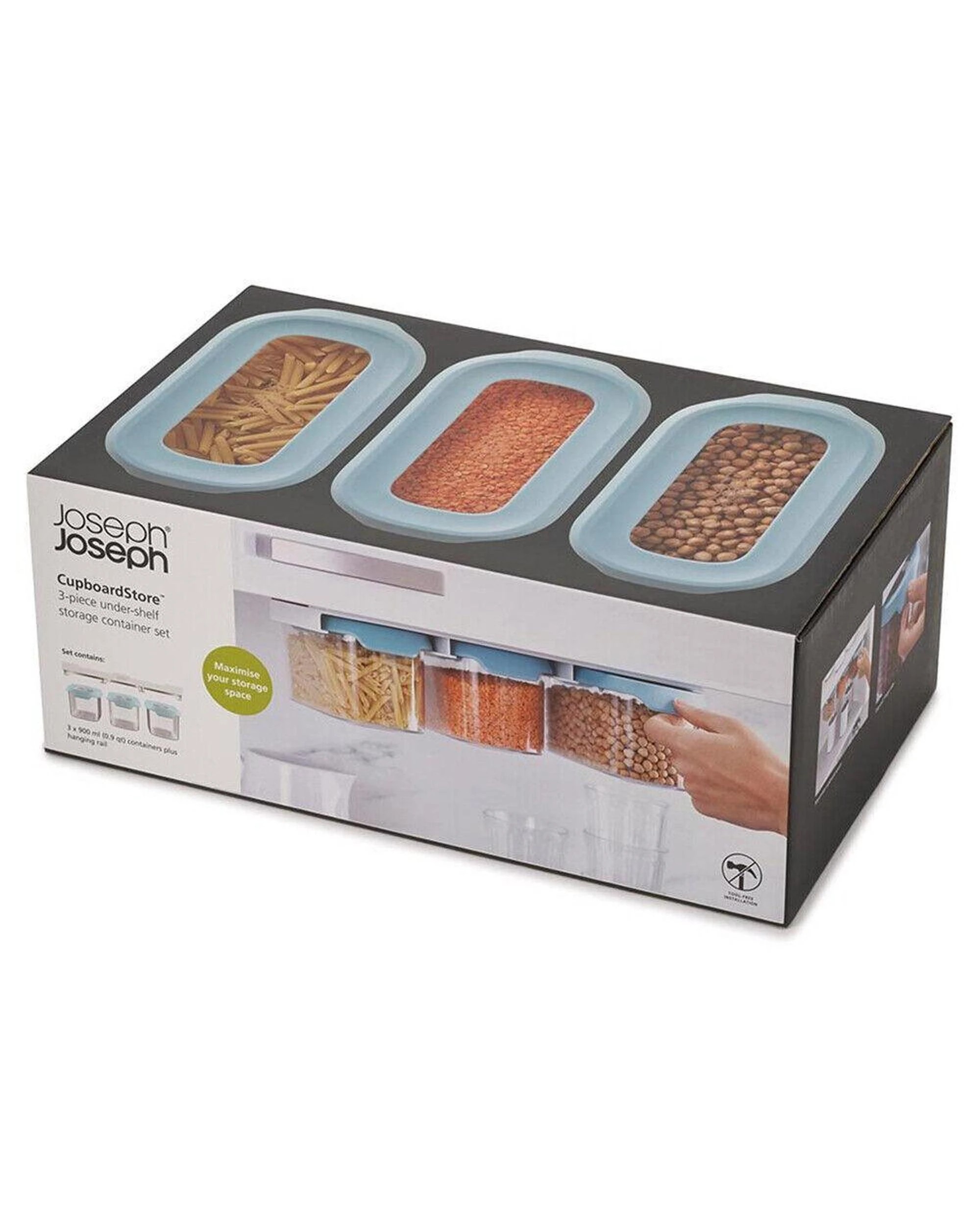 4 Joseph Joseph CupboardStore 3 x 900ml Food Storage Container Set Light Opal 81111, 4 of 10