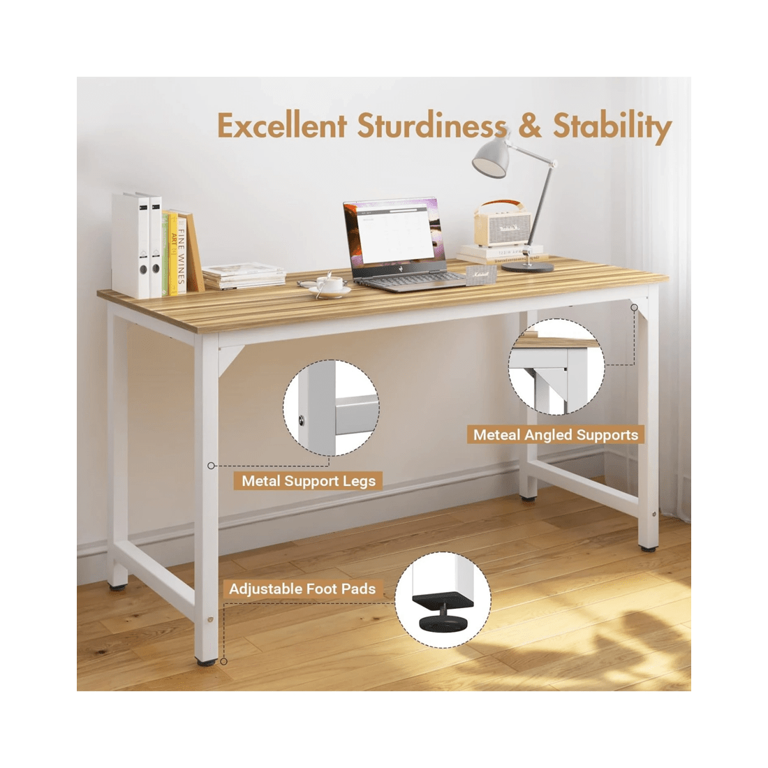 4 Advwin 120cm Computer Desk Home Office Table Wooden Workstation, 4 of 8