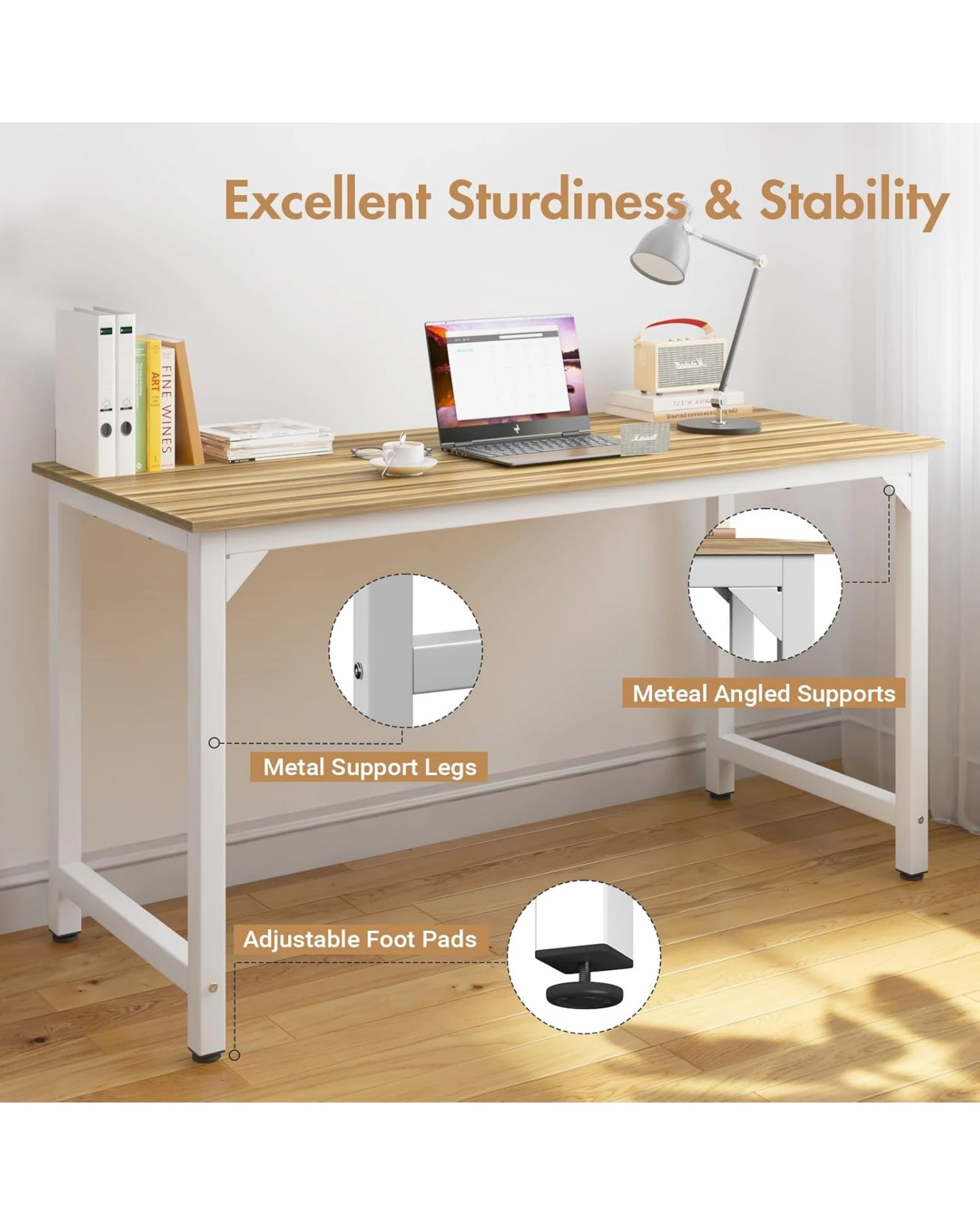 4 Advwin 120cm Computer Desk Home Office Table Wooden Workstation, 4 of 8