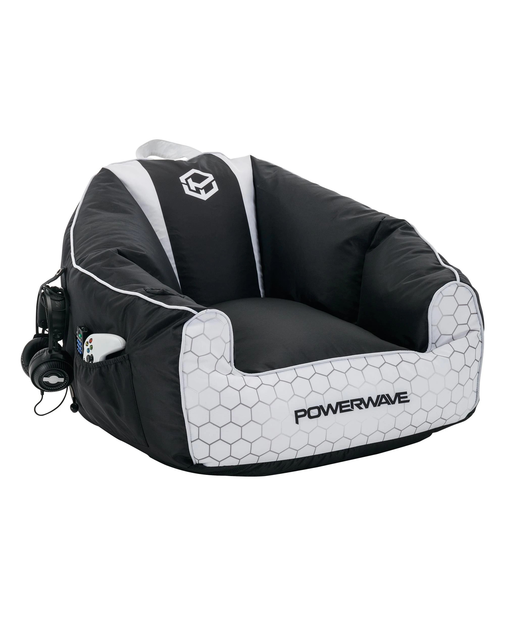 1 Powerwave PUFF Gaming Bean Bag Chair - White, 1 of 7