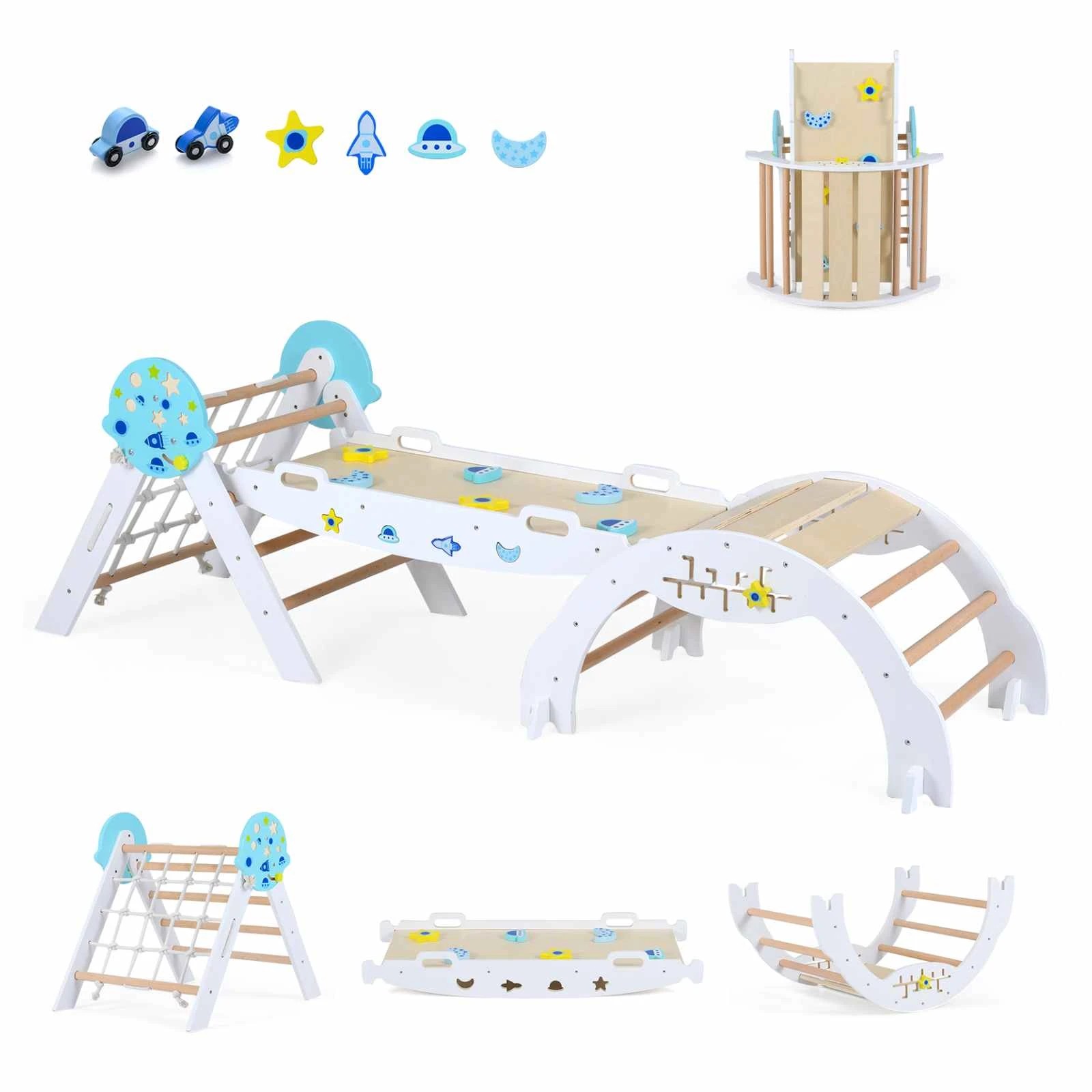 1 Costway Climb Playset 3in1 Triangle Climbing Frame Arch - White, 1 of 2