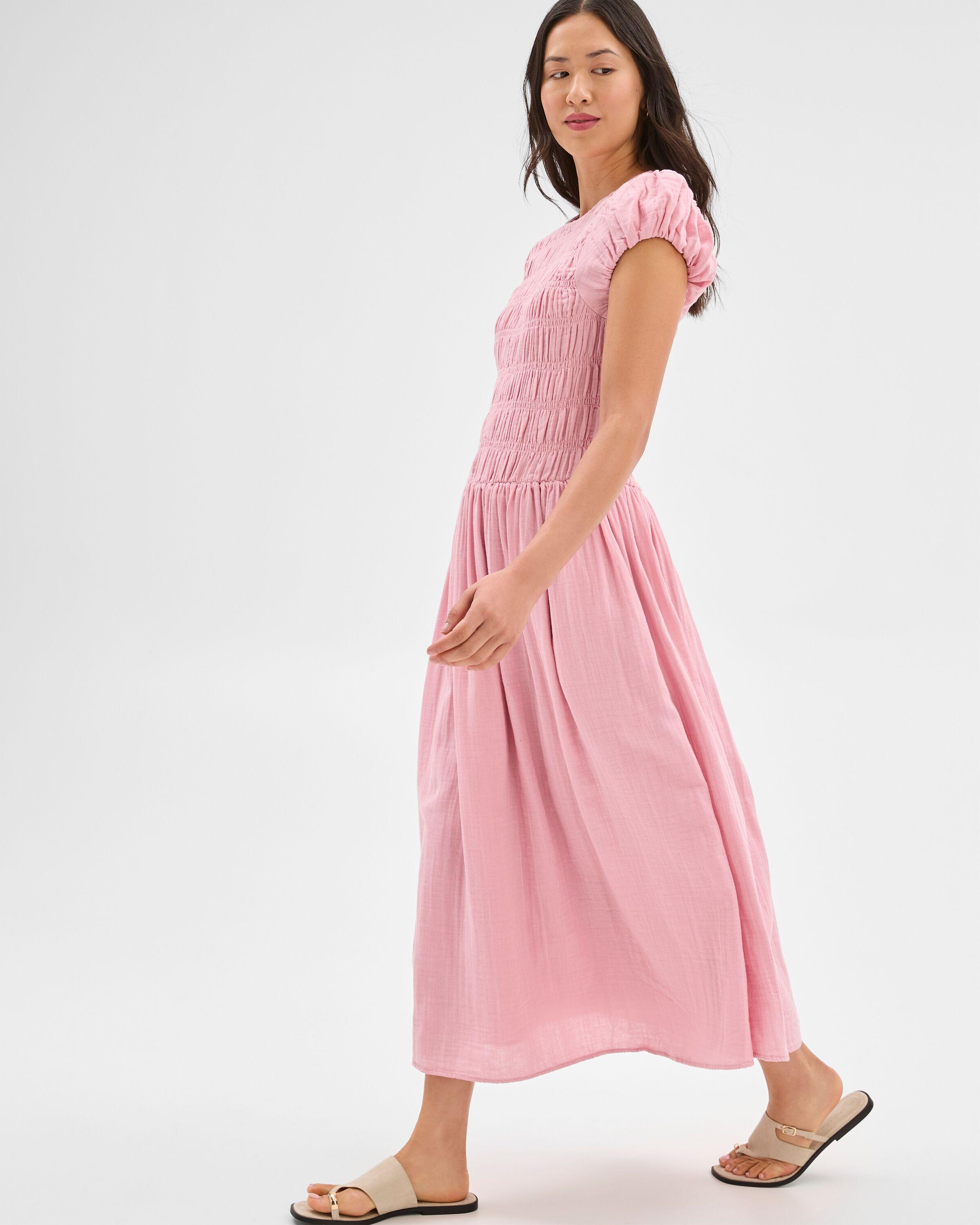 3 Target Australian Cotton Shirred Bodice Midi Dress PRETTY PINK, 3 of 6