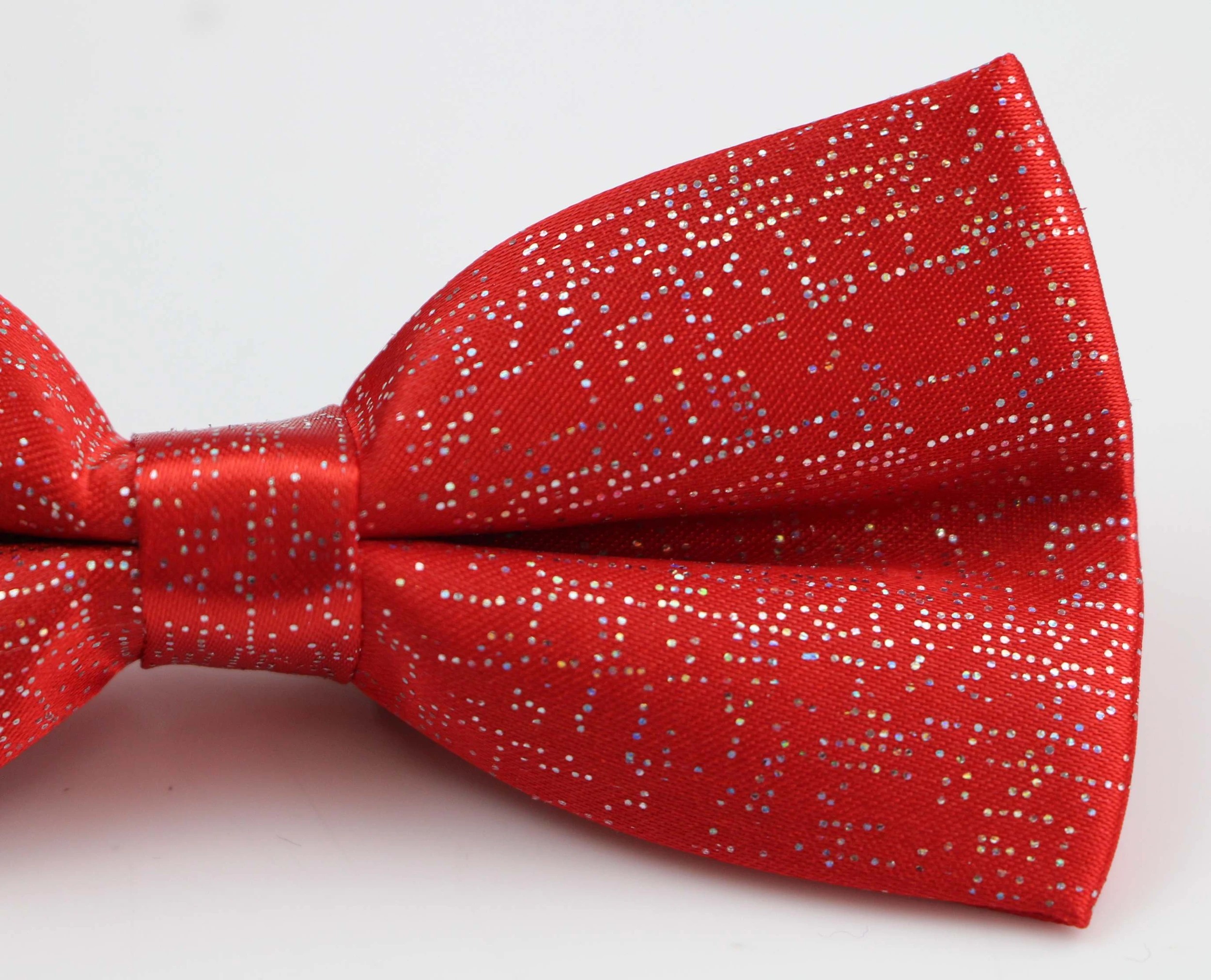 3 Zasel Mens Red Sparkly Glitter Patterned Bow Tie - Red, 3 of 4