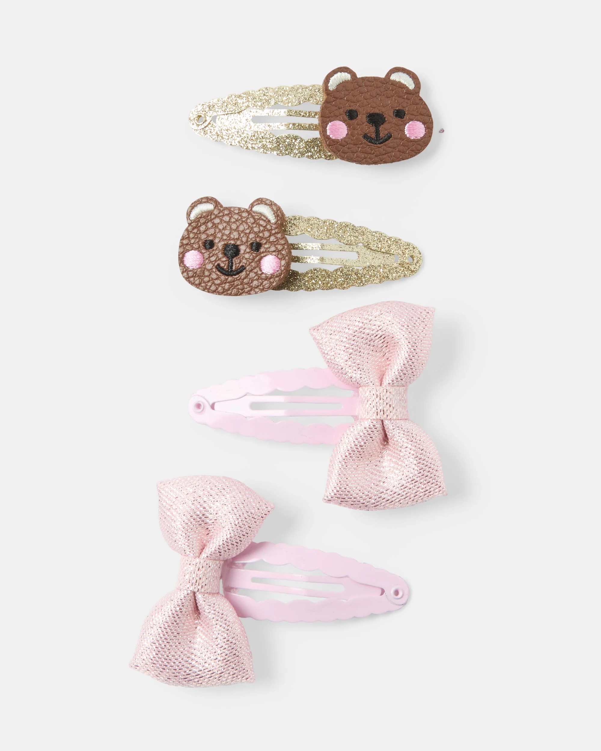 2 4 Pack Bear and Bow Snap Hair Clips, 2 of 3