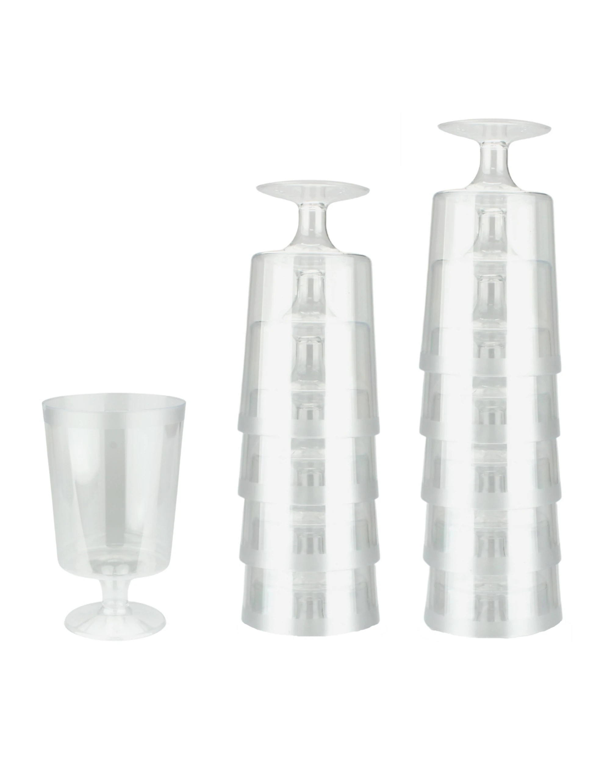 1 Partyware Clear Plastic Reusable Mini Wine Glasses 180ml Pack of 10, 1 of 2