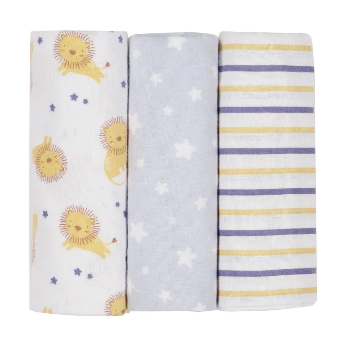 3 3 Pack Flannelette Wraps - Lion, 3 of 6