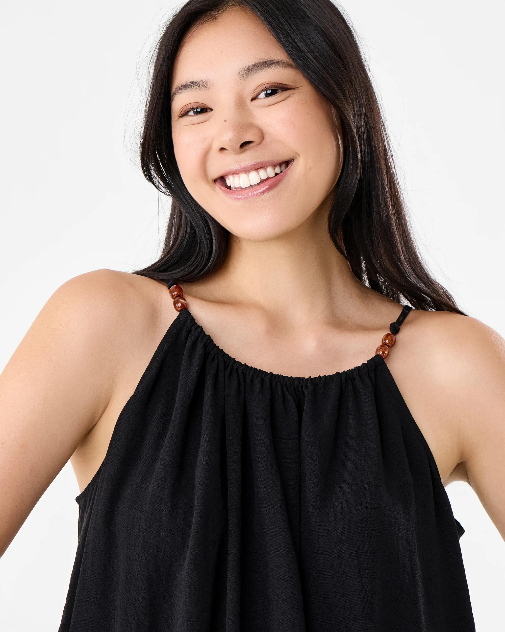 3 Sleeveless Textured Midi Dress Black, 3 of 7